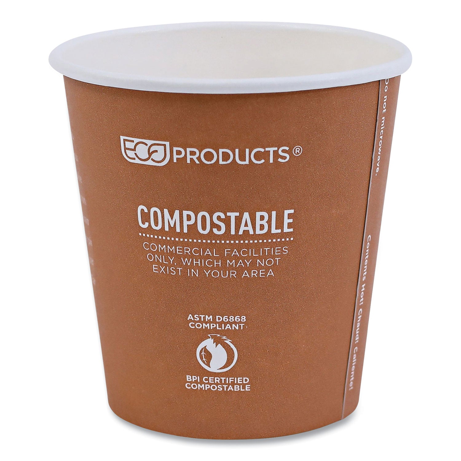 Eco-Products® World Art Renewable and Compostable Hot Cups, 10 oz, Paper, Gray, 50/Pack, 20 Packs/Carton