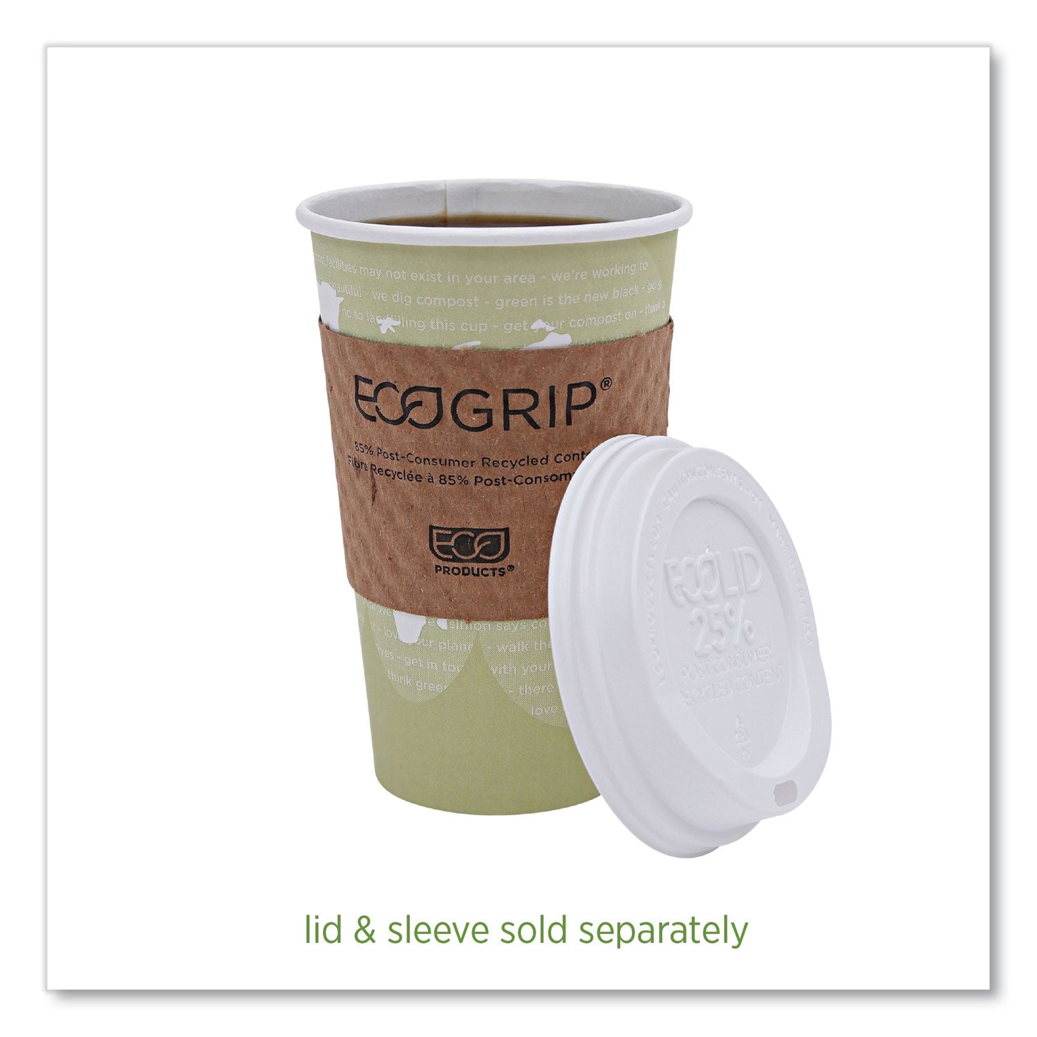 Eco-Products® World Art Renewable and Compostable Hot Cups, 16 oz, Paper, Tan, 50/Pack, 20 Packs/Carton