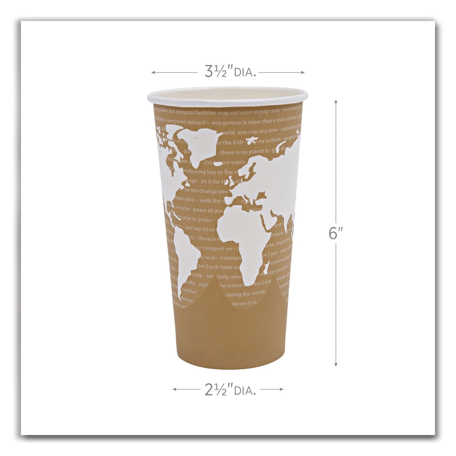 Eco-Products® World Art Renewable and Compostable Hot Cups, 20 oz, Paper, Brown/White, 50/Pack, 20 Packs/Carton