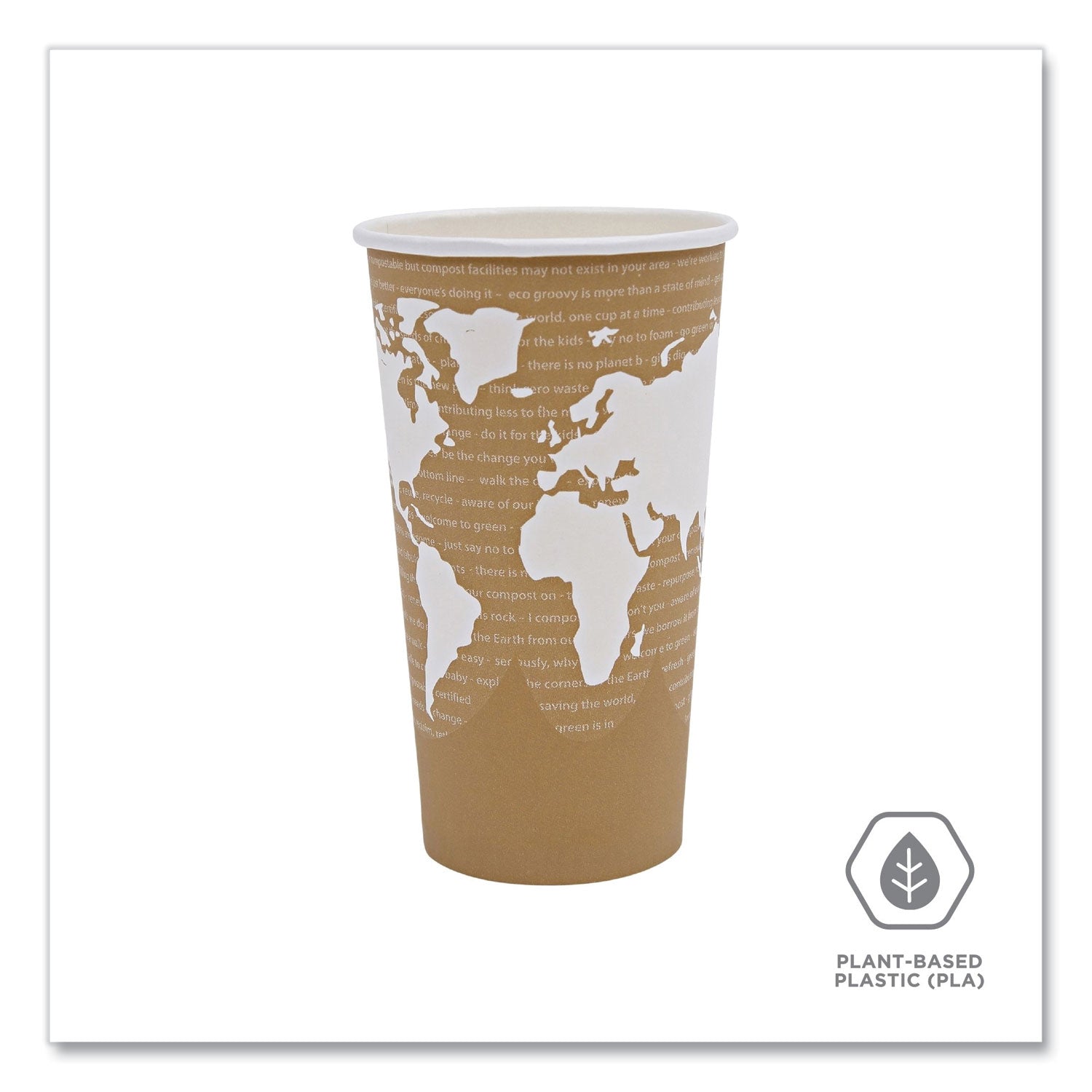 Eco-Products® World Art Renewable and Compostable Hot Cups, 20 oz, Paper, Brown/White, 50/Pack, 20 Packs/Carton