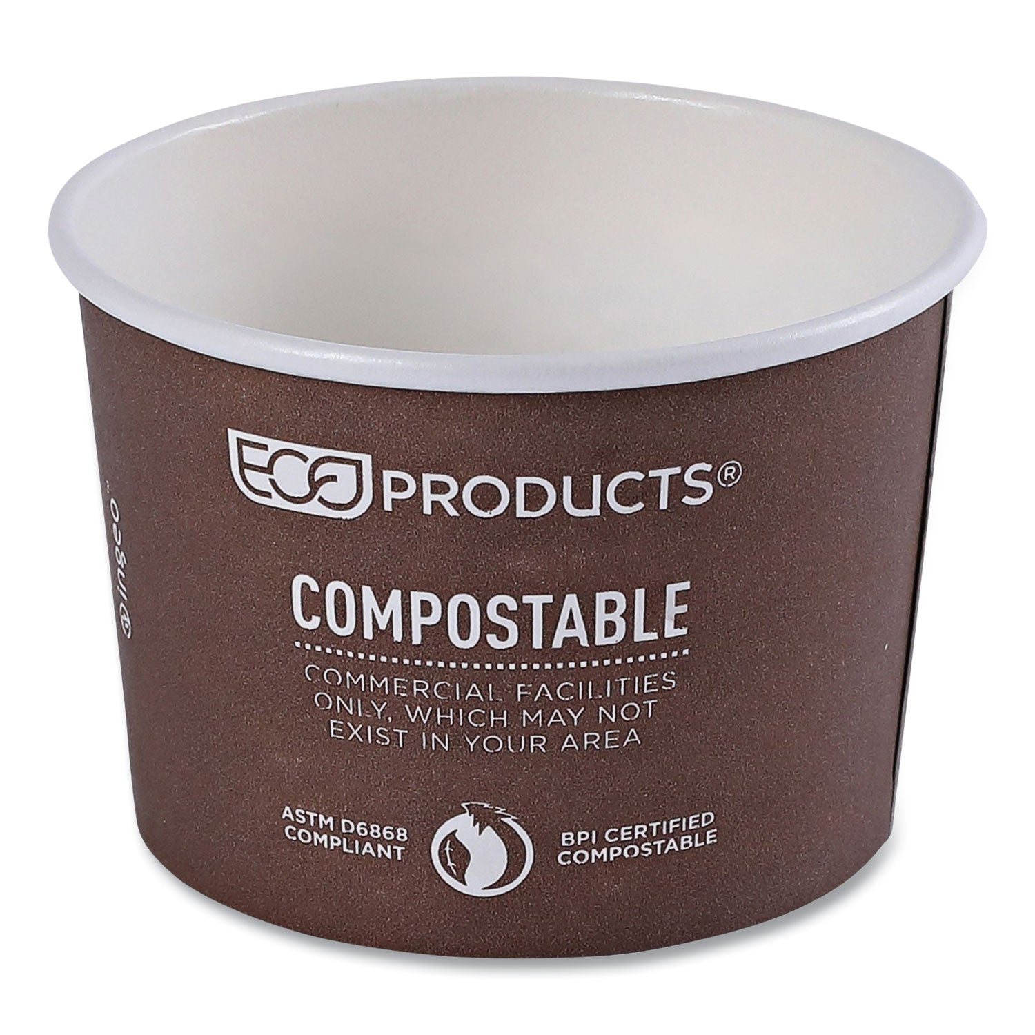 Eco-Products® World Art Renewable and Compostable Food Container, 8 oz, 3.04" Diameter x 2.3" h, Brown, Paper, 50/Pack, 20 Packs/Carton
