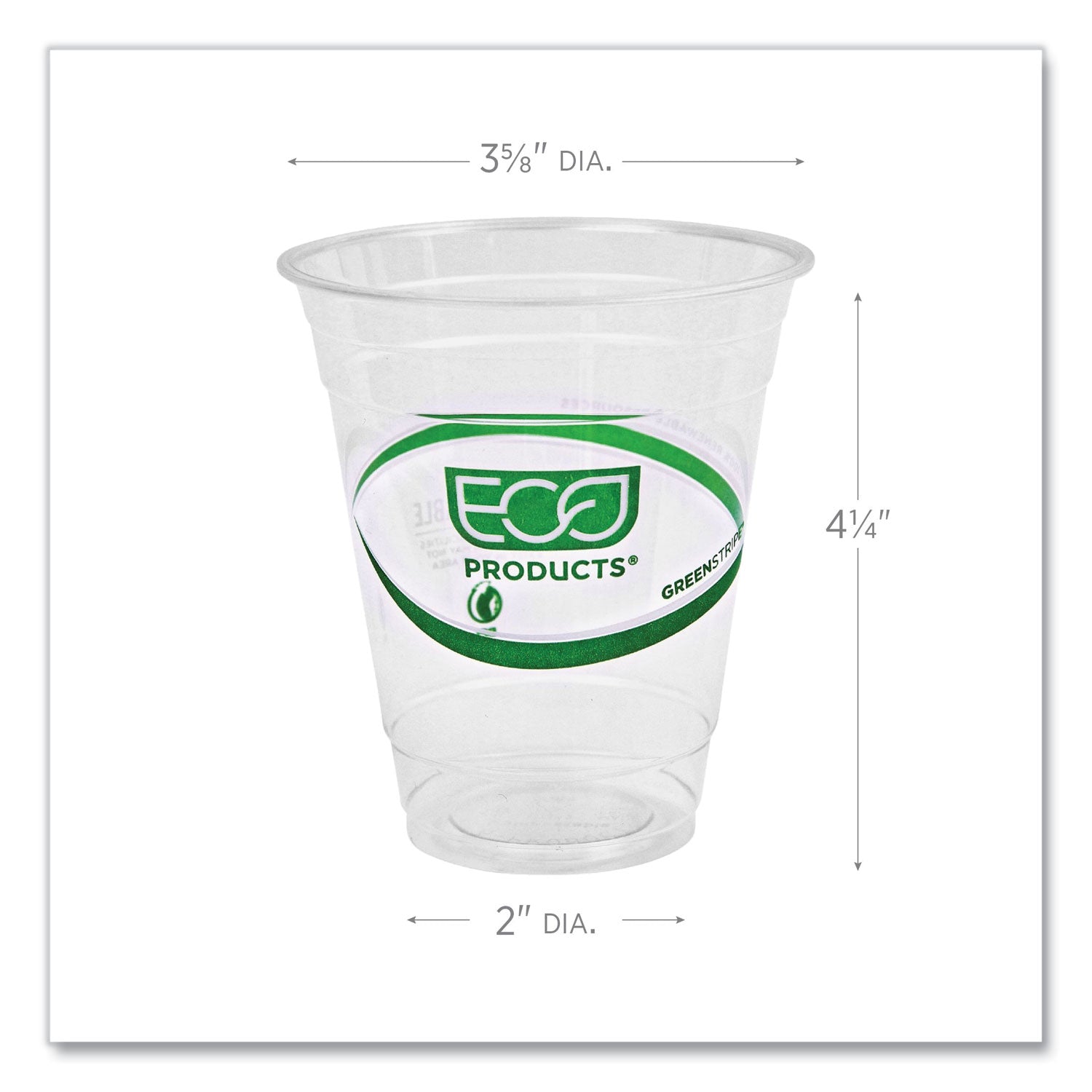 Eco-Products® GreenStripe Renewable and Compostable Cold Cups, 12 oz, Plastic, Clear, 50/Pack, 20 Packs/Carton