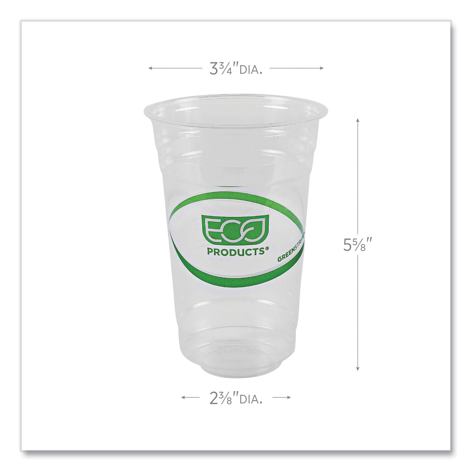 Eco-Products® GreenStripe Renewable and Compostable Cold Cups, 20 oz, Plastic, Clear, 50/Pack, 20 Packs/Carton