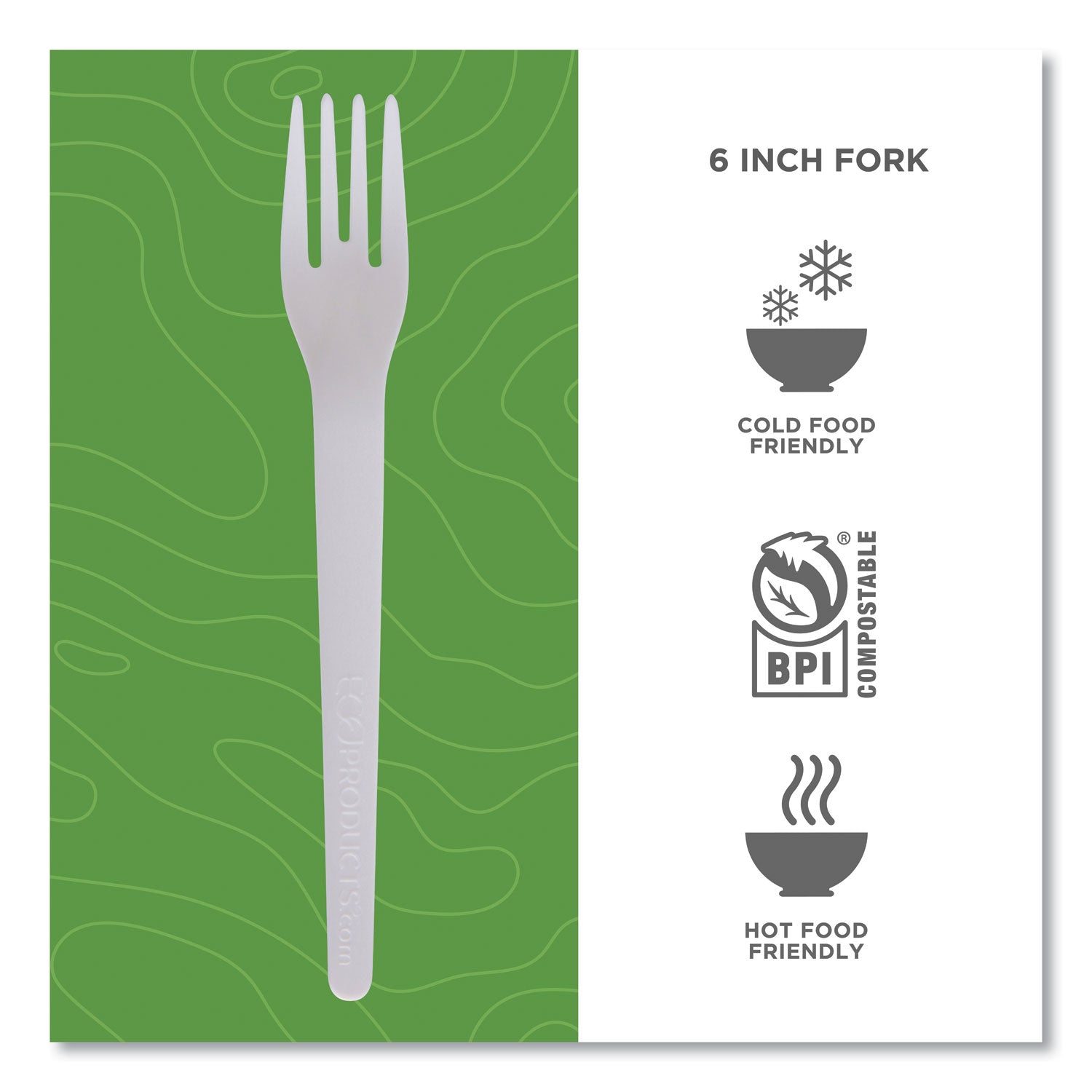 Eco-Products® Plantware Compostable Cutlery, Fork, Plastic, White, 1,000/Carton