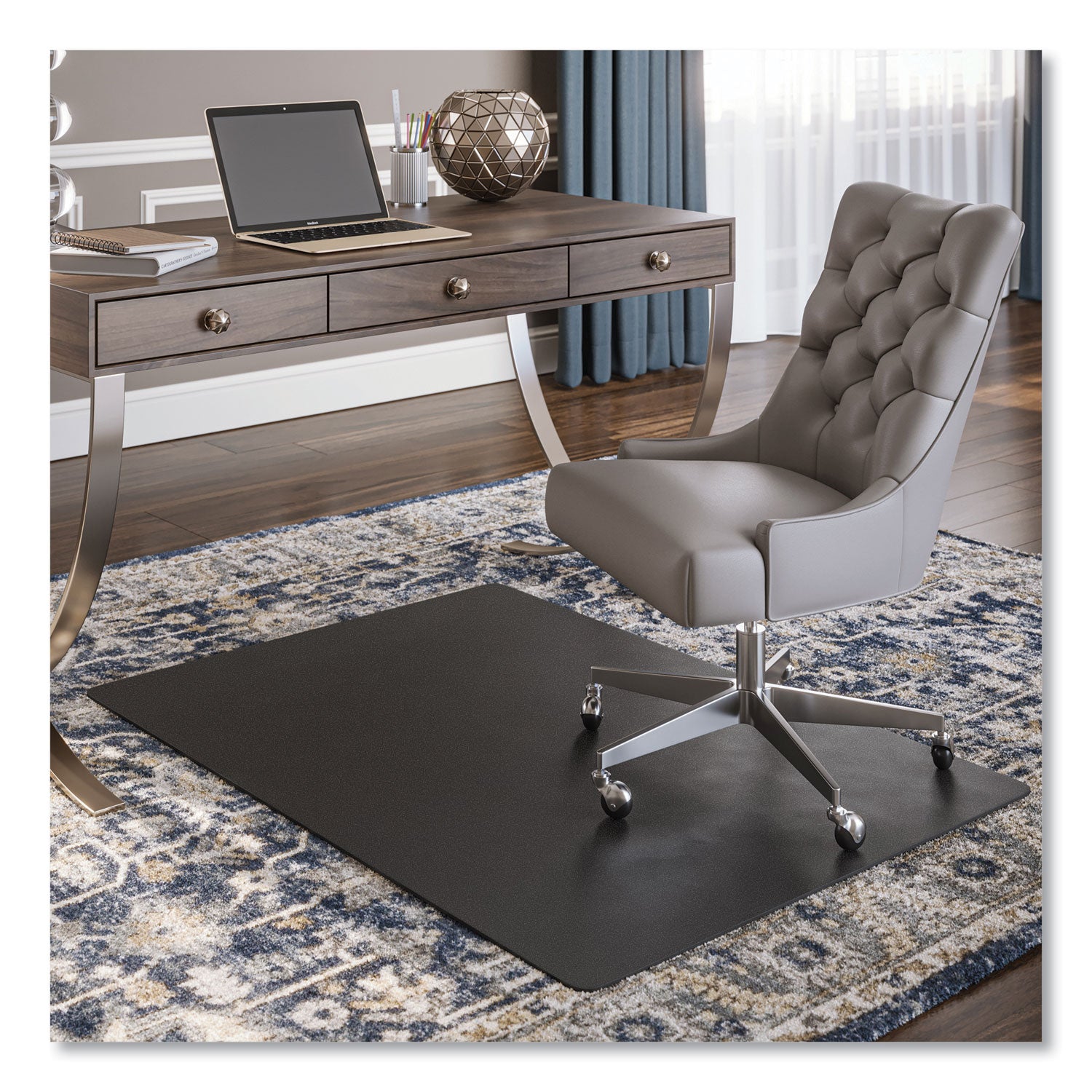 deflecto® EconoMat Carpet Chair Mat, Rectangular, 46 x 60, Black