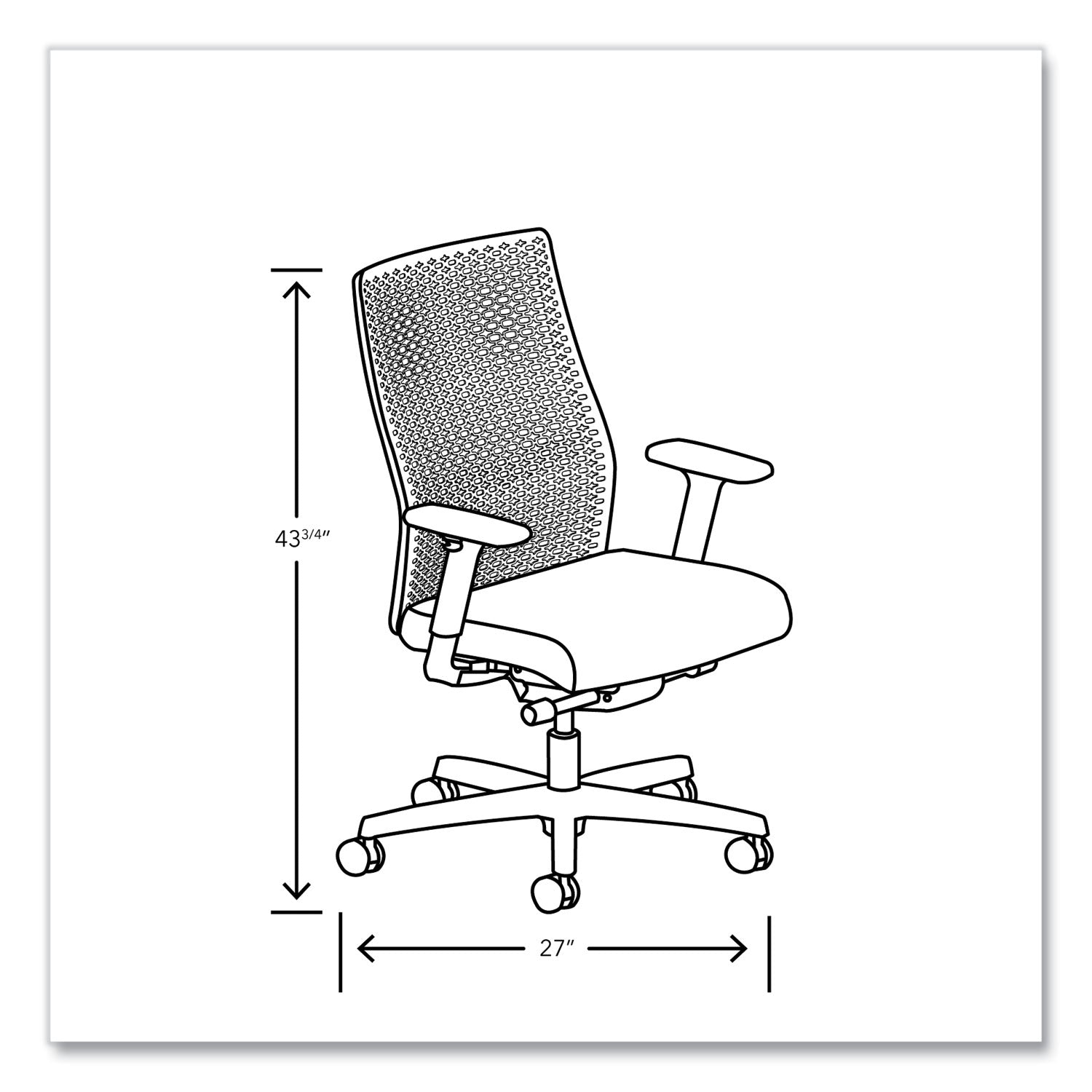 HON® Ignition 2.0 ReActiv Mid-Back Task Chair, 17.25" to 21.75" Seat Height, Basalt Vinyl Seat, Charcoal Back, Black Base