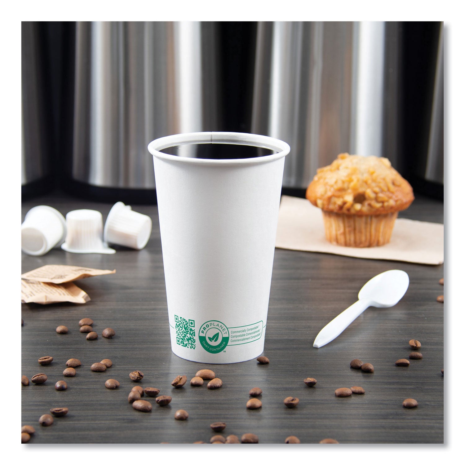 SOLO® Compostable Paper Hot Cups, 16 oz, White/Green, 1,000/Carton