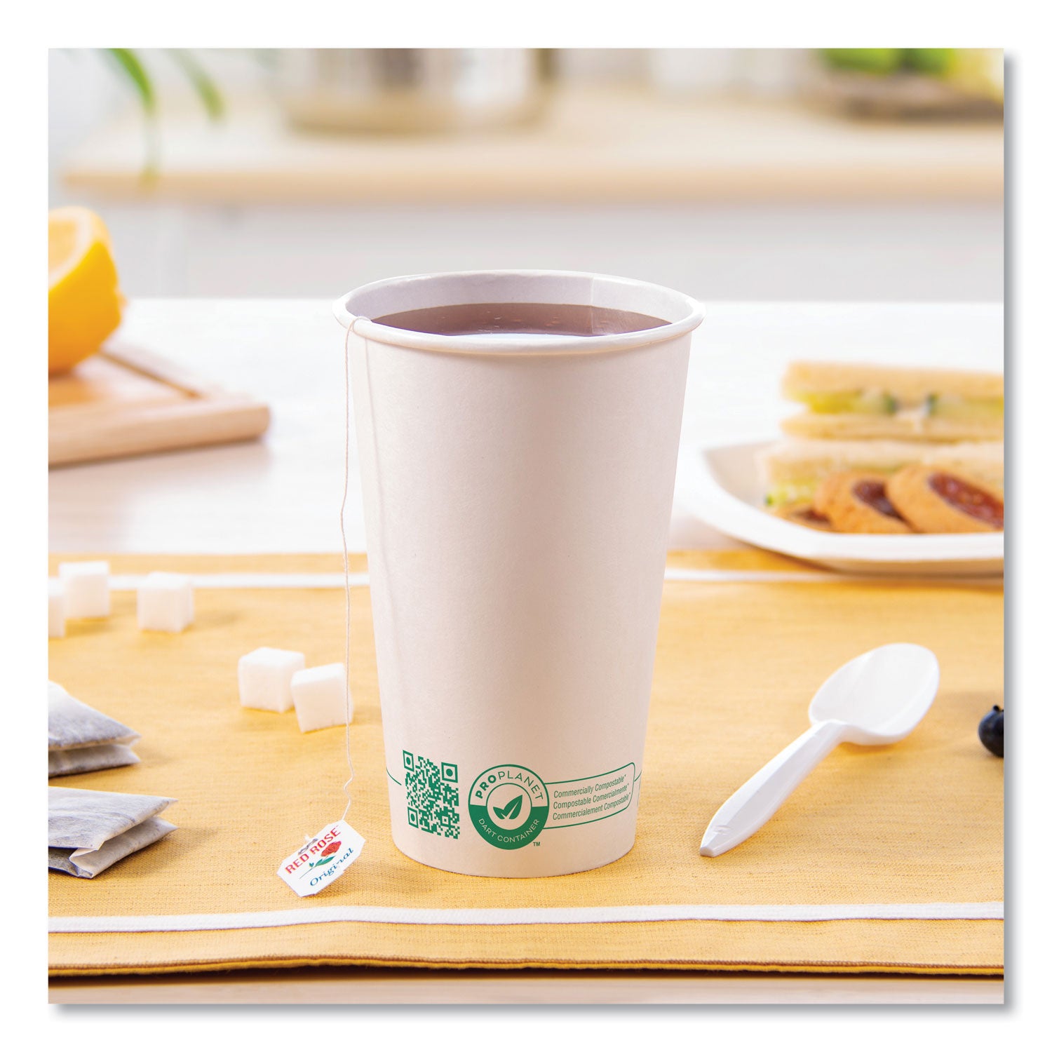 SOLO® Compostable Paper Hot Cups, 16 oz, White/Green, 1,000/Carton