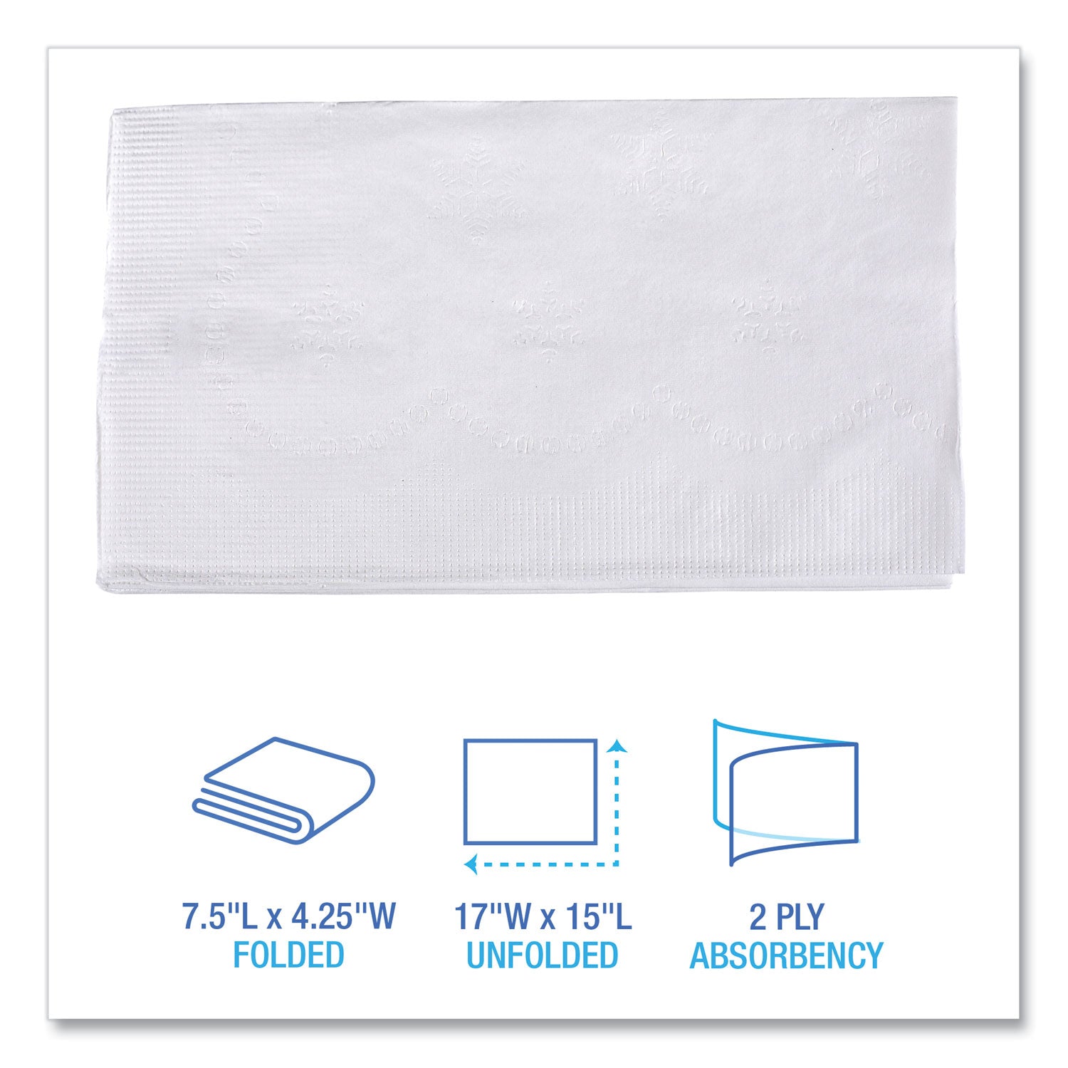 Boardwalk® 1/8-Fold Dinner Napkins, 2-Ply, 15 X 17, White, 300/pack, 10 Packs/carton