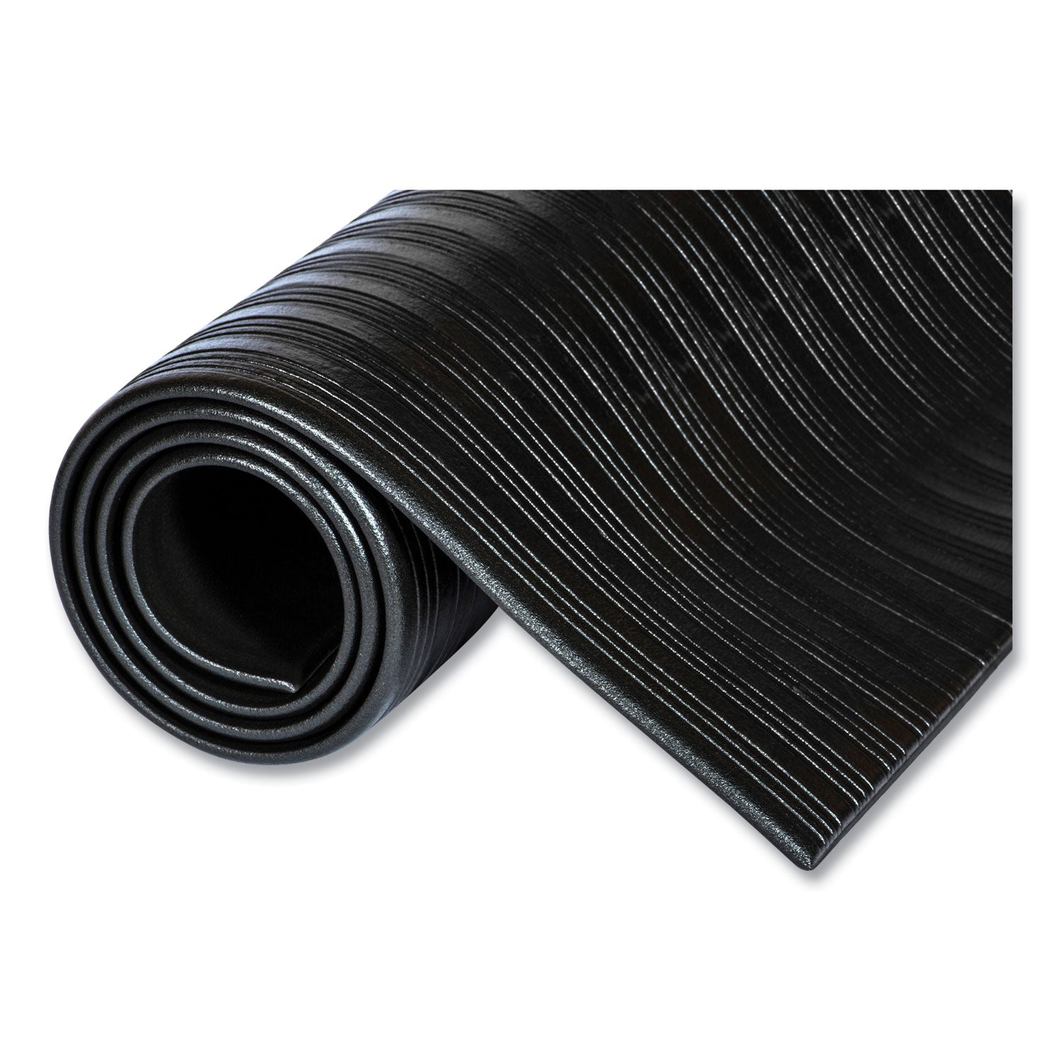 Crown Ribbed Vinyl Anti-Fatigue Mat, Rib Embossed Surface, 36 x 144, Black