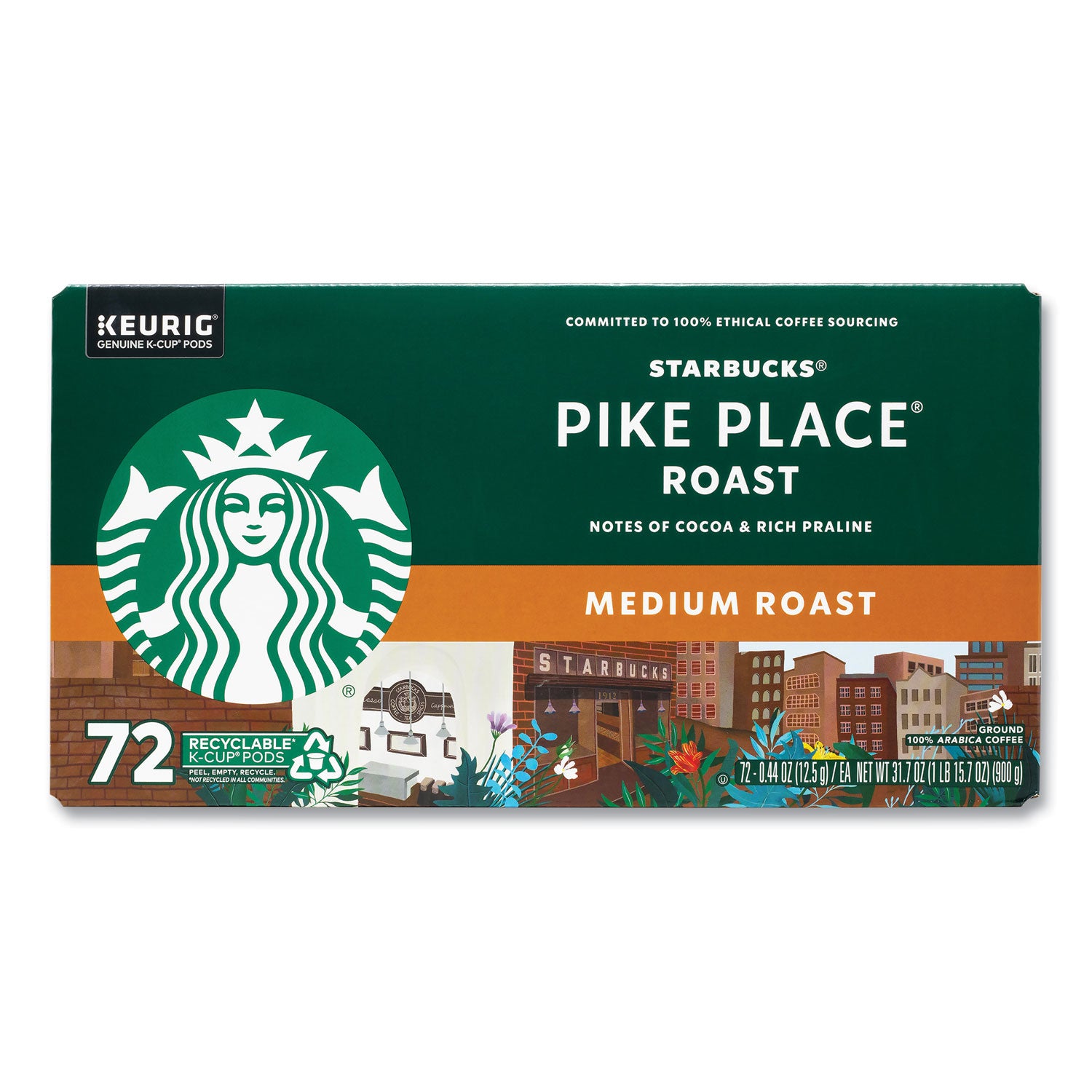 Starbucks® Pike Place Coffee K-Cups, Pike Place Roast, 72/Carton
