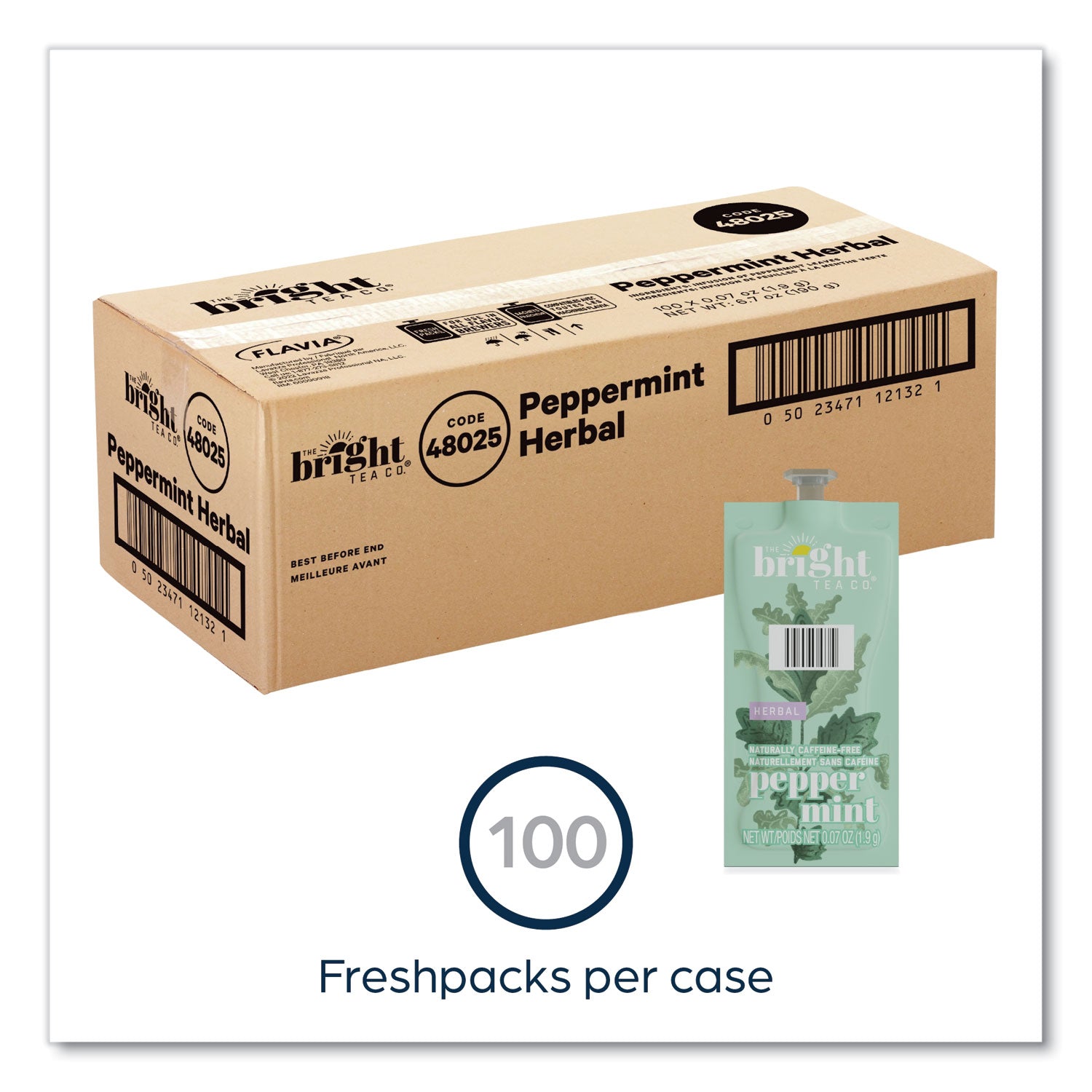FLAVIA® The Bright Tea Co. Peppermint Herbal Tea Freshpack, 100/Carton