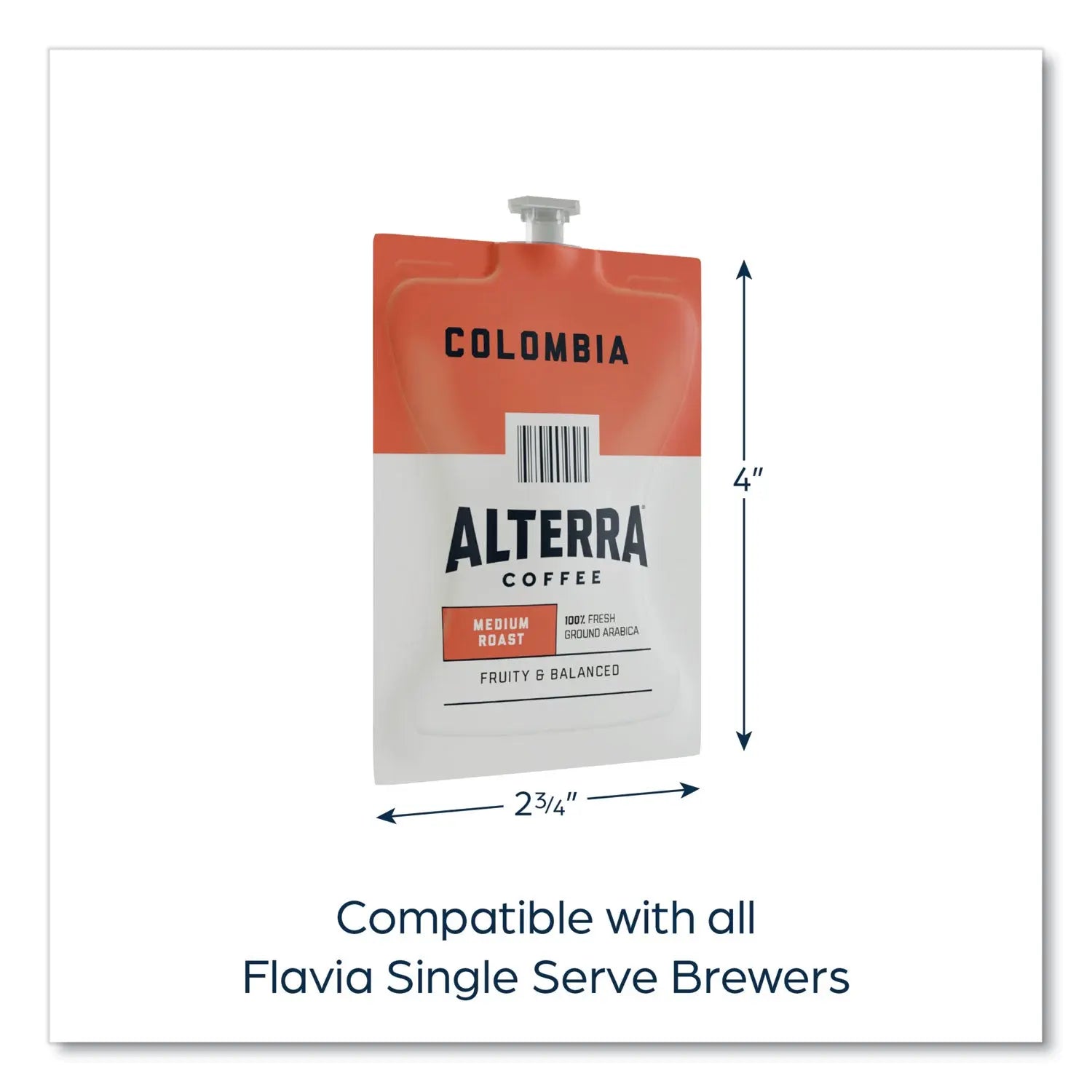 Alterra Columbia Coffee Freshpack, Columbia, 0.28 oz Pouch, 100/Carton FLAVIA® Flipcost
