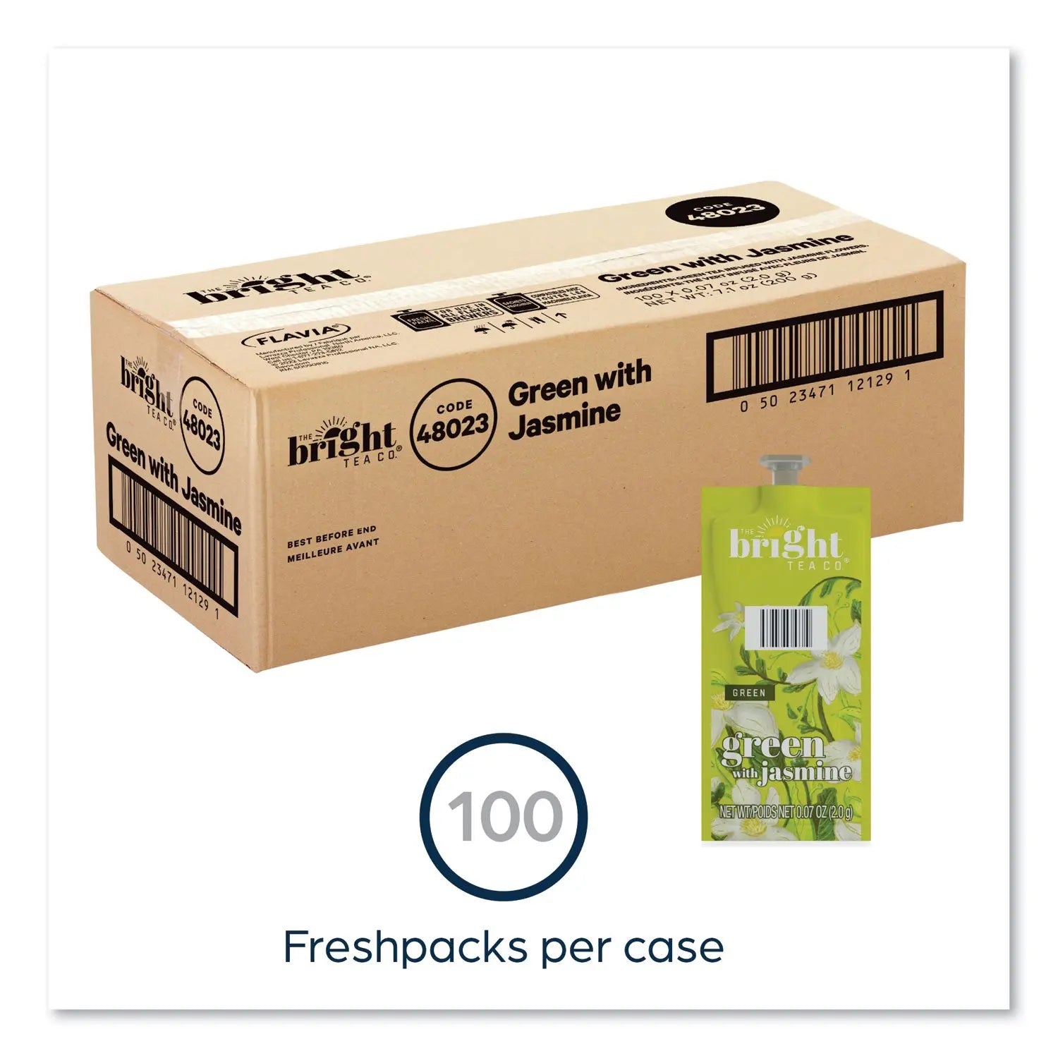 The Bright Tea Co. Green with Jasmine Tea Freshpack, Green with Jasmine, 0.07 oz Pouch, 100/Carton FLAVIA® Flipcost