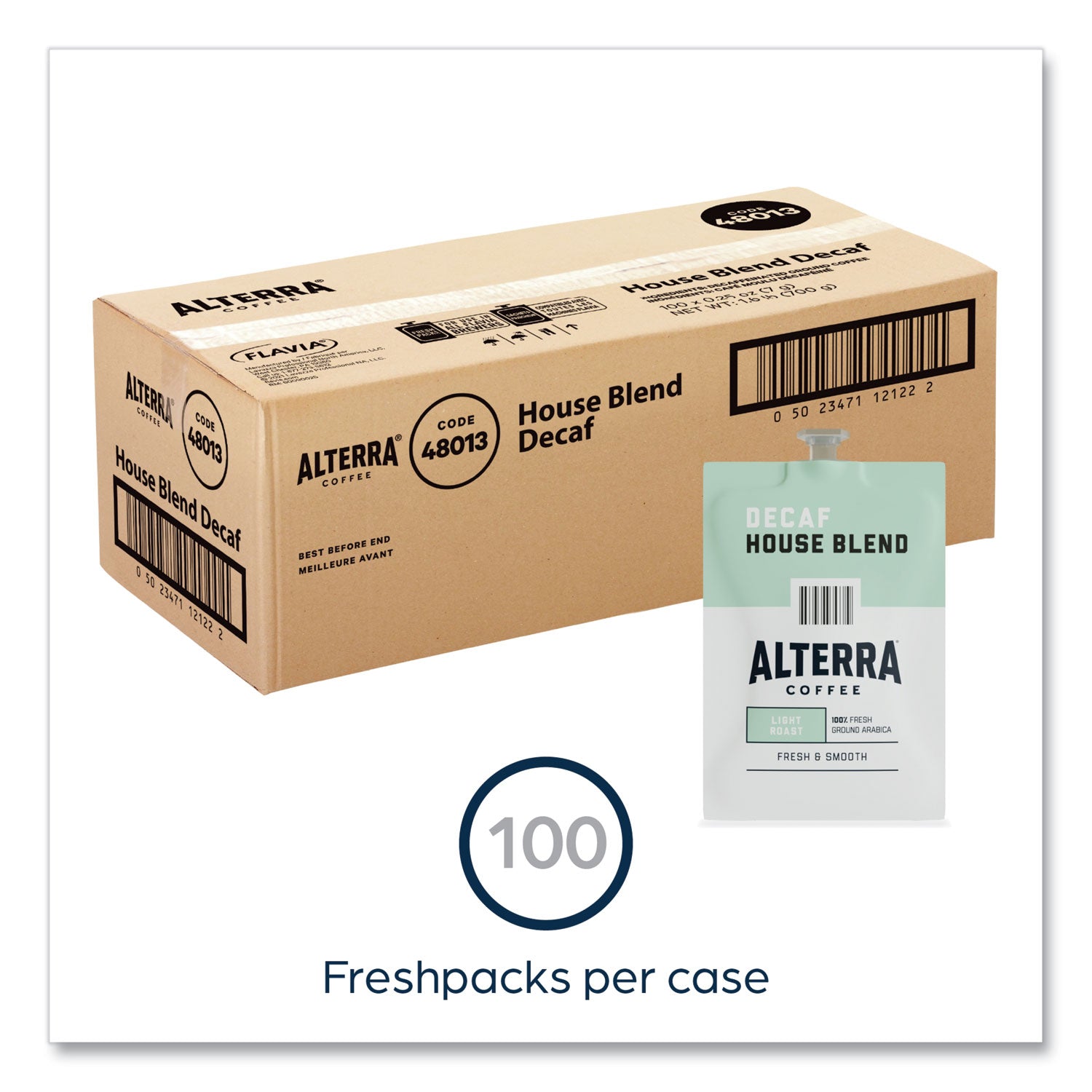 FLAVIA® Alterra Decaf House Blend Coffee Freshpack, 100/Carton