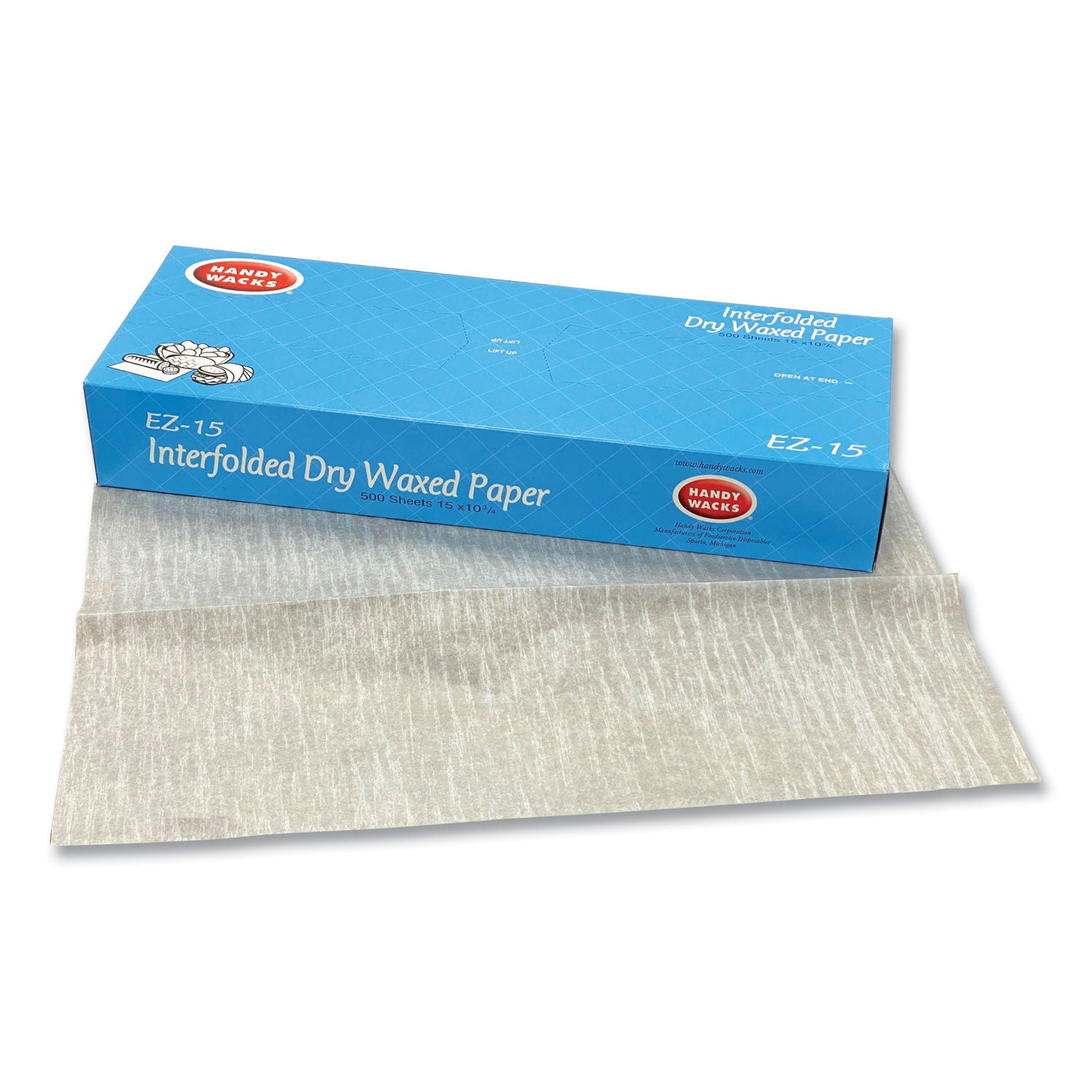 Handy Wacks© Interfolded Dry Waxed Paper Deli Sheets, 10.75 x 15, 500/Box, 12 Boxes/Carton