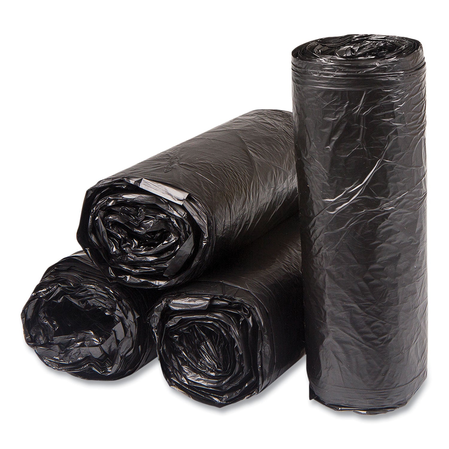 Inteplast Group High-Density Commercial Can Liners, 16 gal, 6 mic, 24" x 33", Black, Interleaved Roll, 50 Bags/Roll, 20 Rolls/Carton