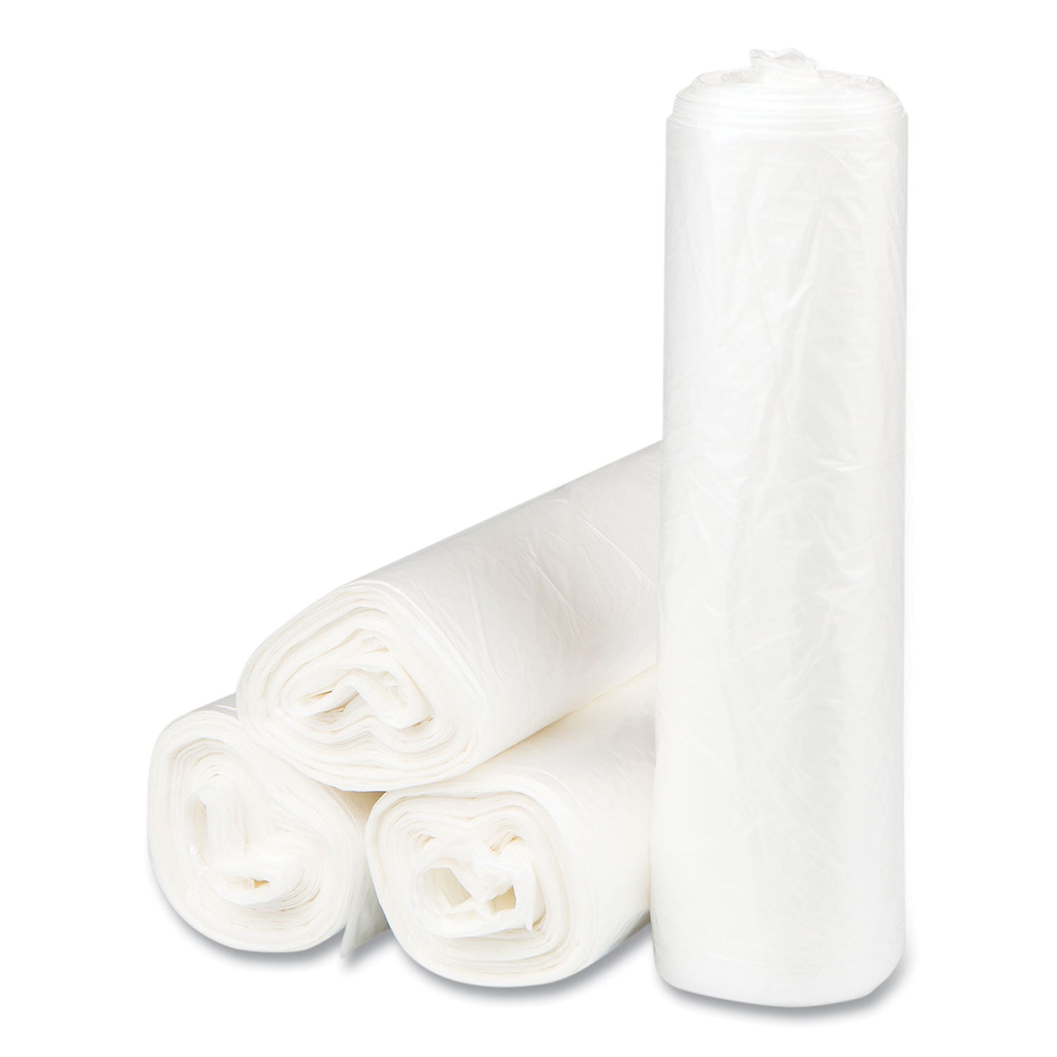 Inteplast Group High-Density Commercial Can Liners, 33 gal, 17 mic, 33" x 40", Clear, Interleaved Roll, 25 Bags/Roll, 10 Rolls/Carton