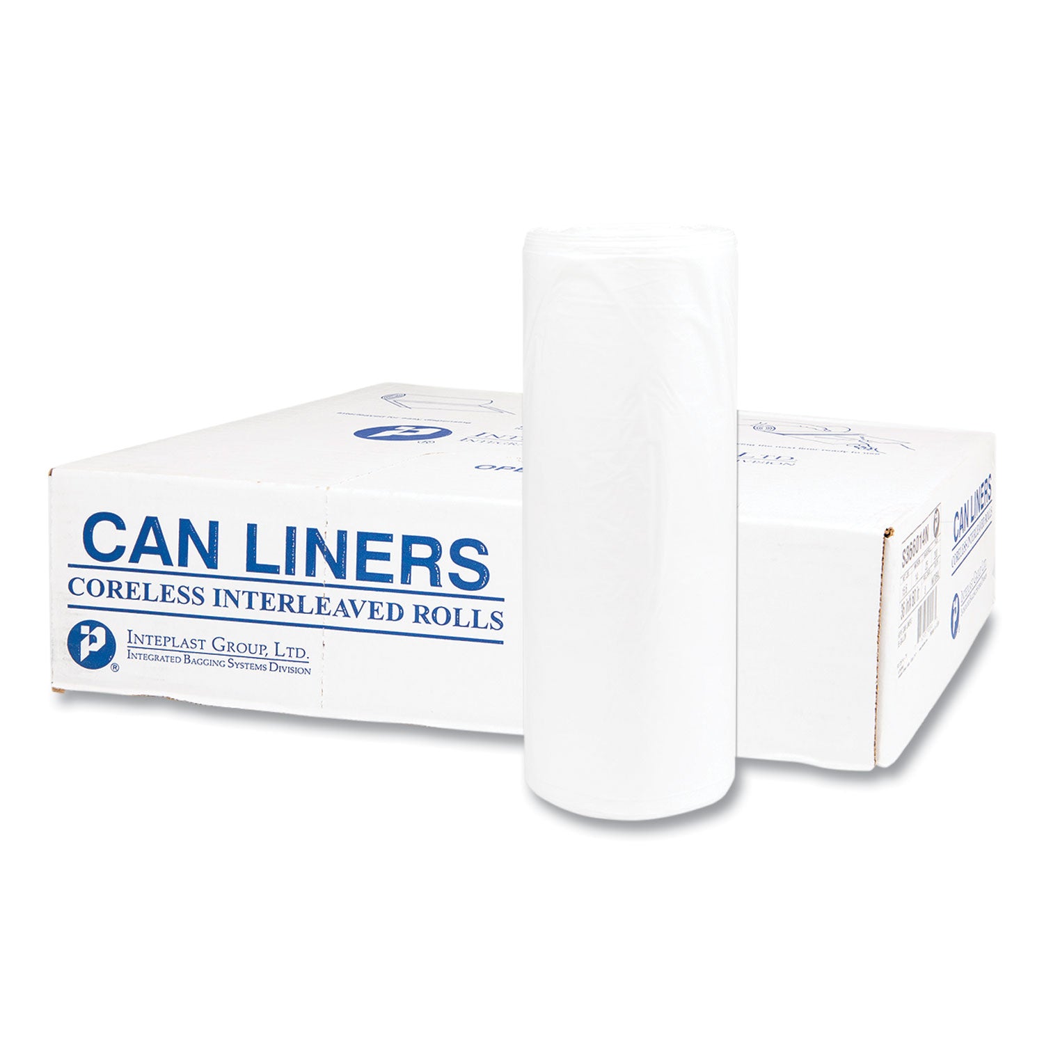 High-Density Commercial Can Liners, 55 gal, 14 mic, 36" x 60", Clear, Interleaved Roll, 25 Bags/Roll, 8 Rolls/Carton
