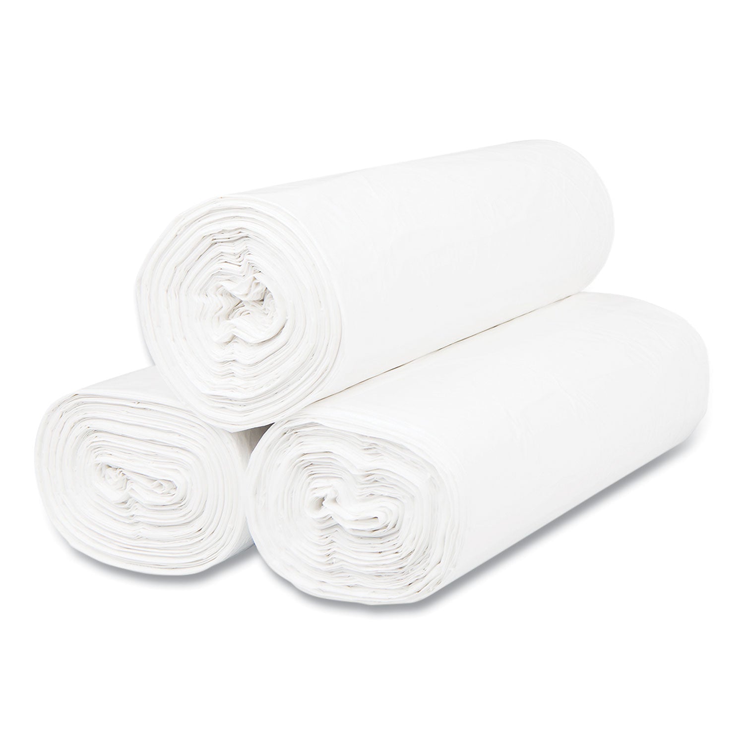 Inteplast Group High-Density Commercial Can Liners, 55 gal, 17 mic, 36" x 60", Clear, Interleaved Roll, 25 Bags/Roll, 8 Rolls/Carton