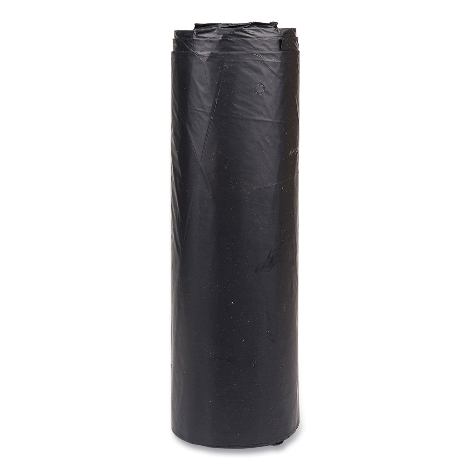 Inteplast Group High-Density Commercial Can Liners, 45 gal, 22 mic, 40" x 48", Black, Interleaved Roll, 25 Bags/Roll, 6 Rolls/Carton
