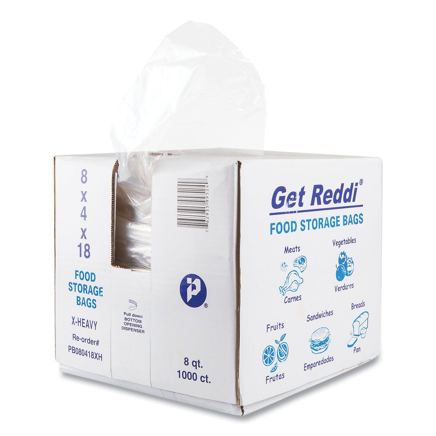 Food and Utility Bags, 2 gal, 8" x 4" x 18", Clear, 1,000/Carton