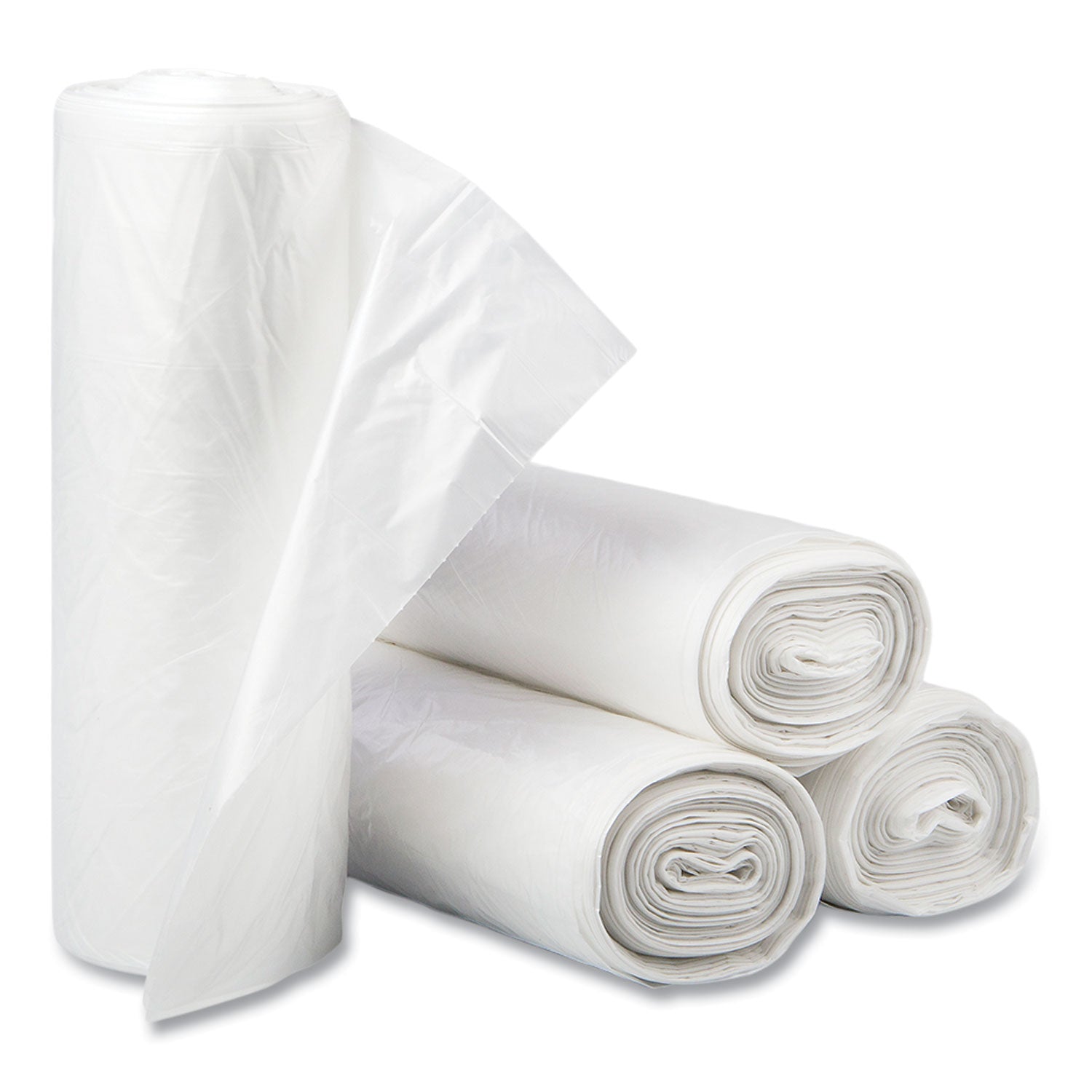 Inteplast Group High-Density Commercial Can Liners, 30 gal, 13 mic, 30" x 37", Clear, Interleaved Roll, 25 Bags/Roll, 20 Rolls/Carton
