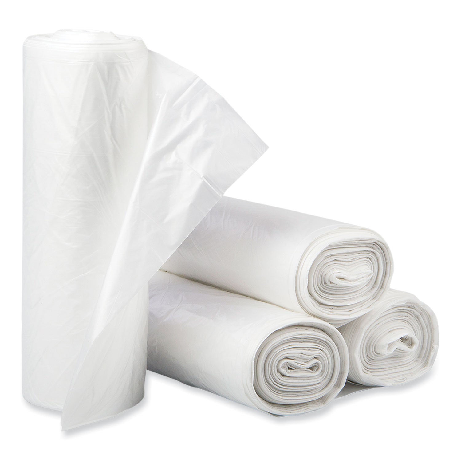 Inteplast Group High-Density Commercial Can Liners, 30 gal, 16 mic, 30" x 37", Clear, Interleaved Roll, 25 Bags/Roll, 20 Rolls/Carton
