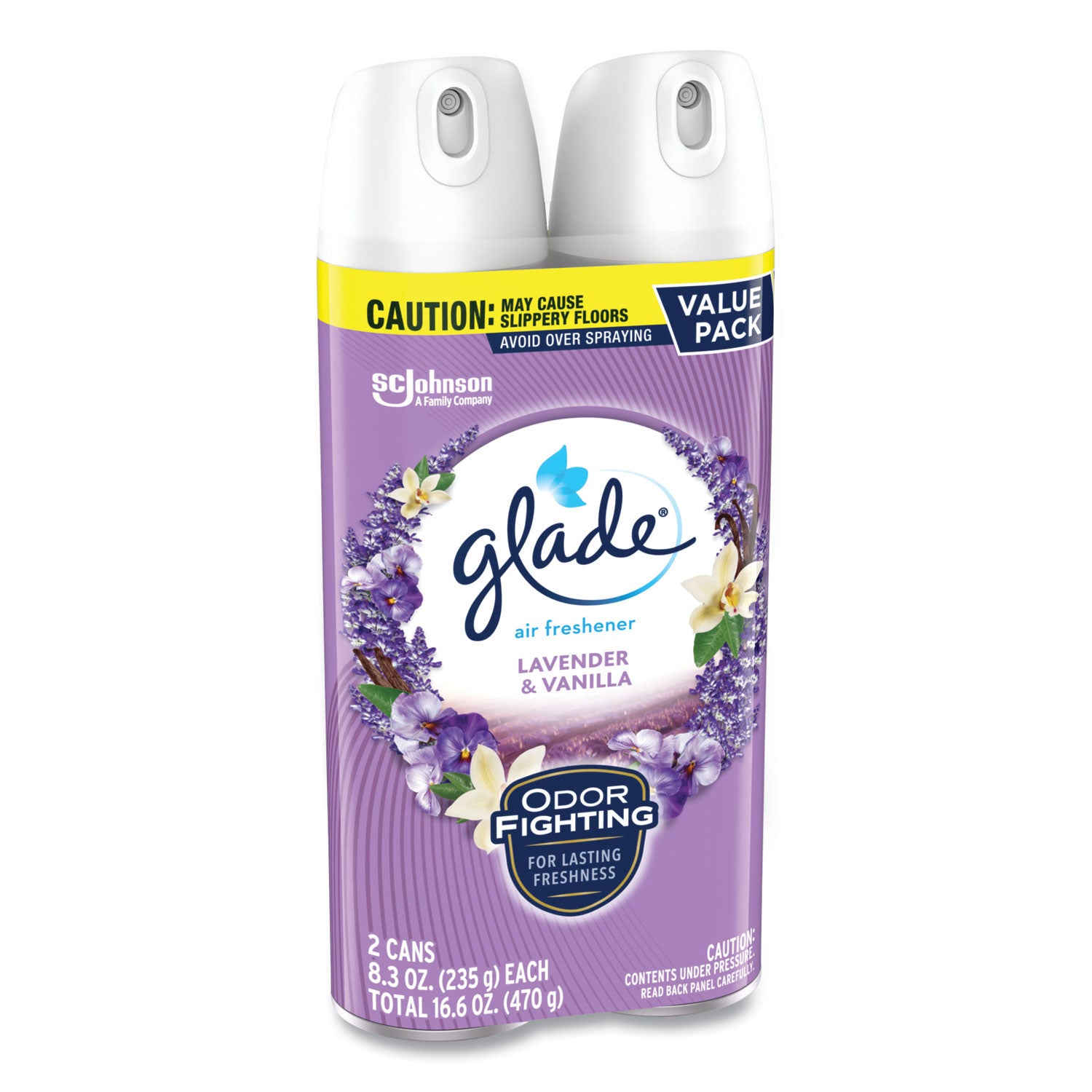 Glade® Air Freshener, Lavender and Vanilla, Scent, 8.3 oz Aerosol Spray, 2/Pack, 3 Packs/Carton