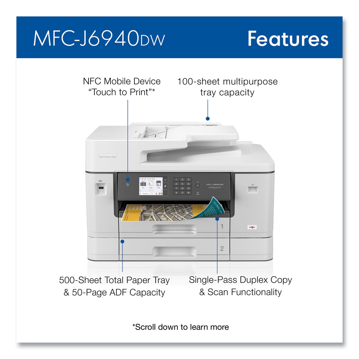 Brother MFC-J6940DW Color All-in-One Inkjet Printer, Copy/Fax/Print/Scan