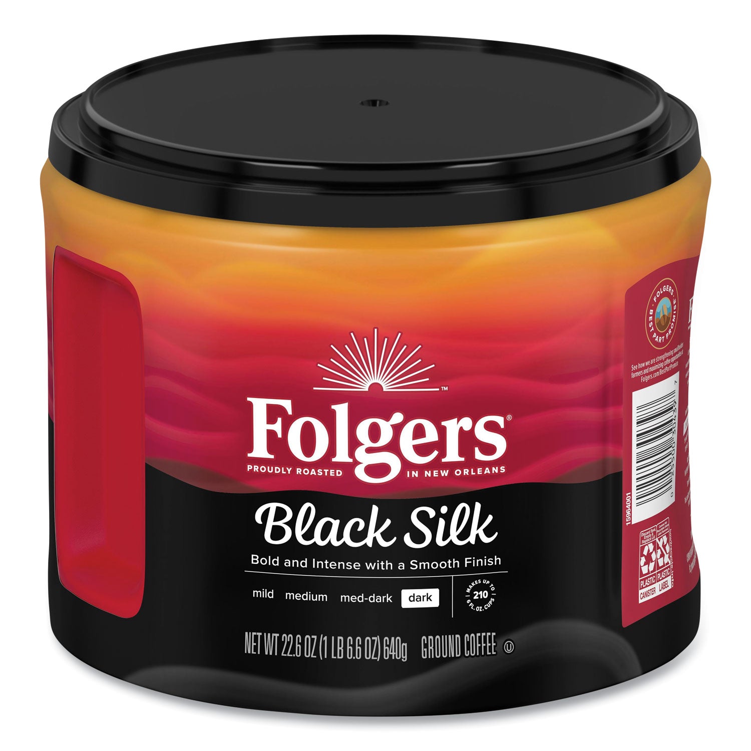 Folgers® Coffee, Black Silk, 22.6 Oz Canister, 6/carton