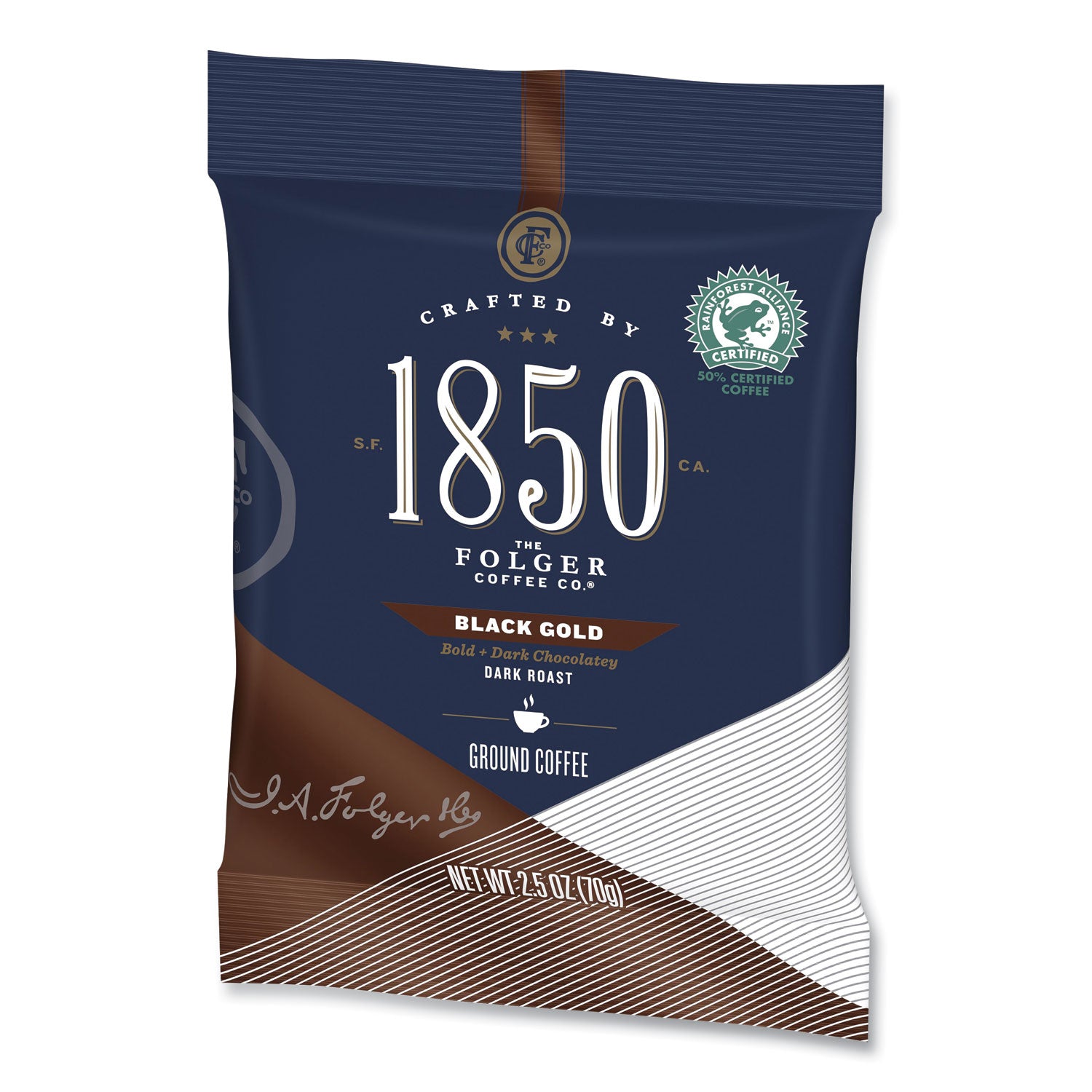 1850 Coffee Fraction Packs, Black Gold, Dark Roast, 2.5 Oz Pack, 24 Packs/carton