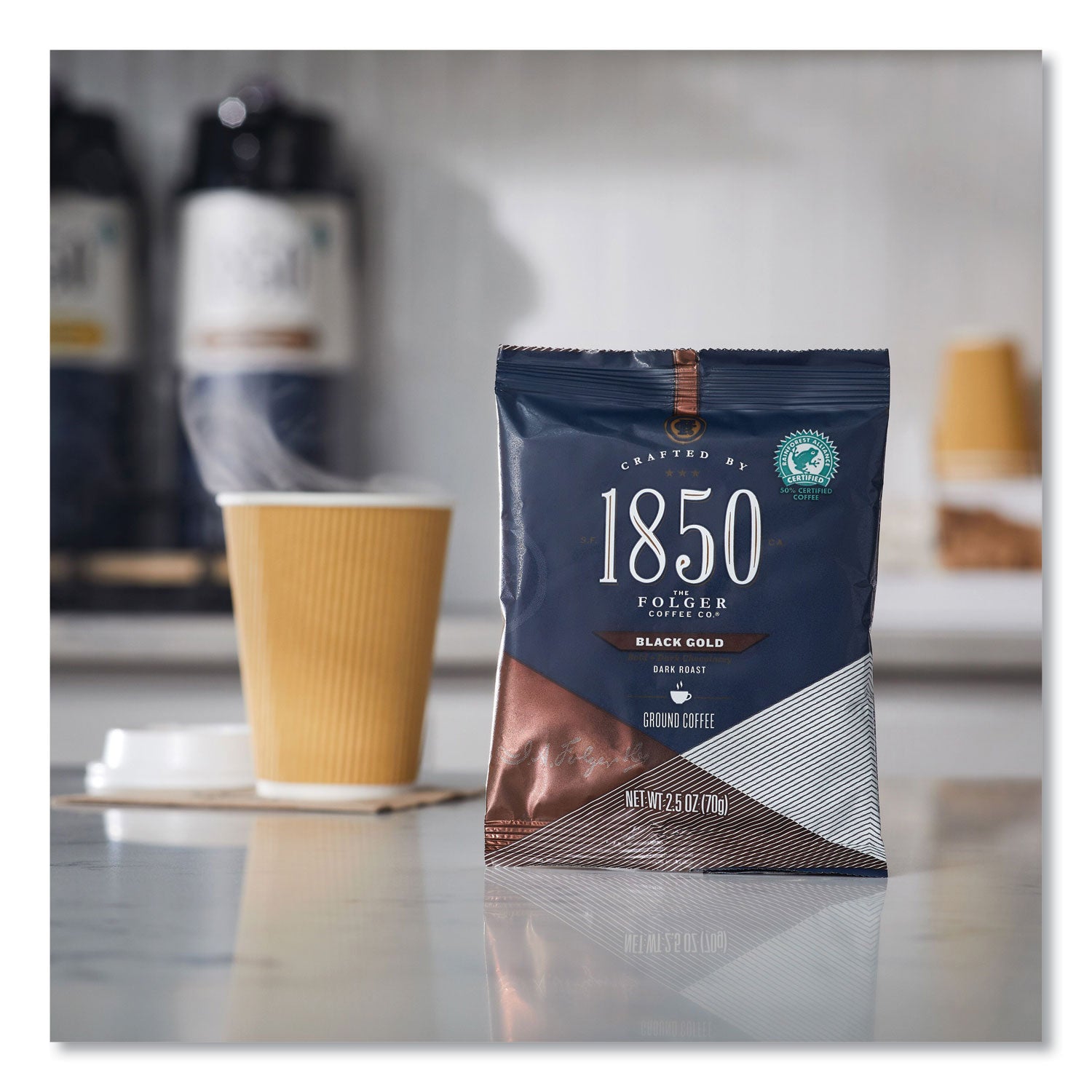 1850 Coffee Fraction Packs, Black Gold, Dark Roast, 2.5 Oz Pack, 24 Packs/carton