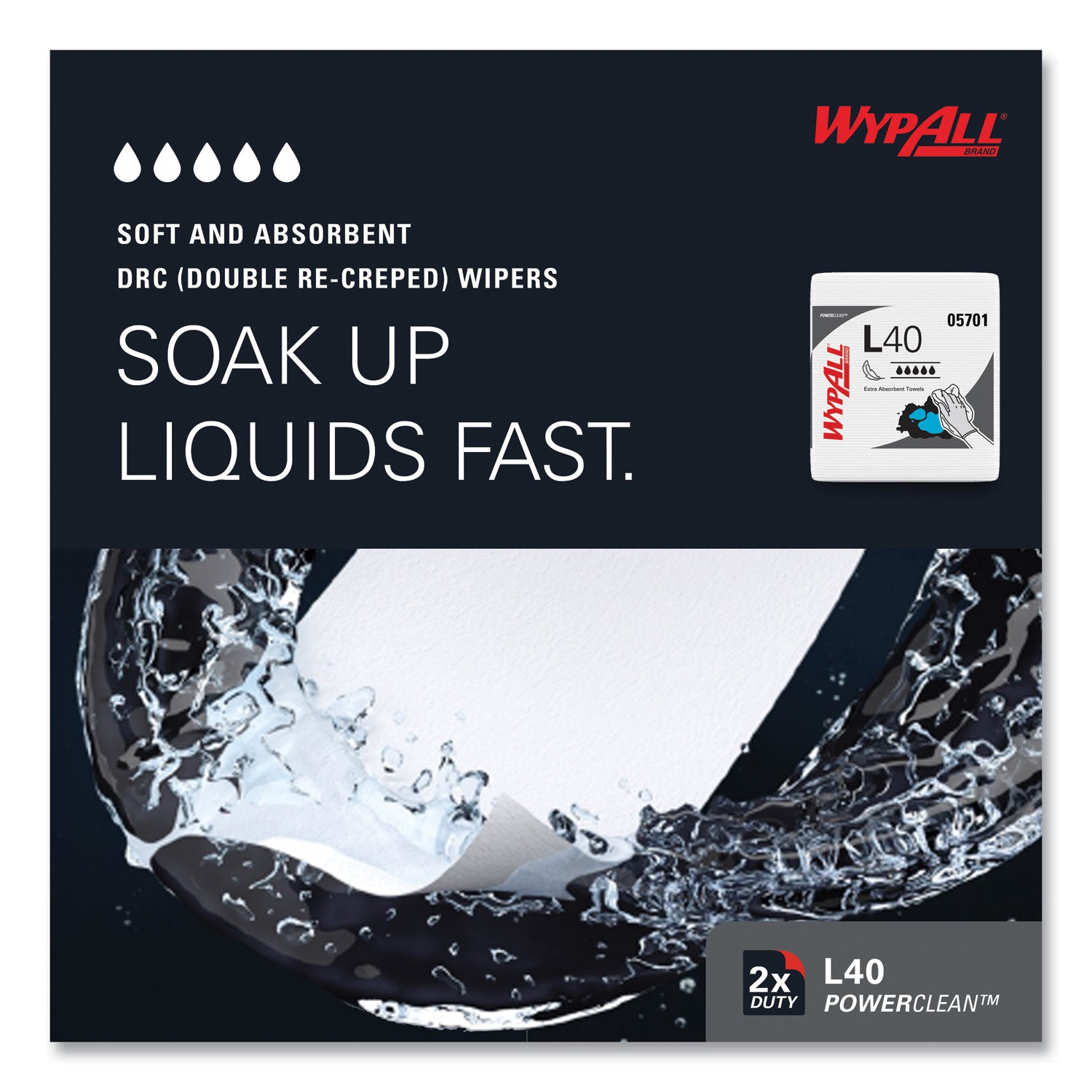 WypAll® L40 Towels, 1/4 Fold, 12.5 x 12, White, 56/Box, 18 Packs/Carton