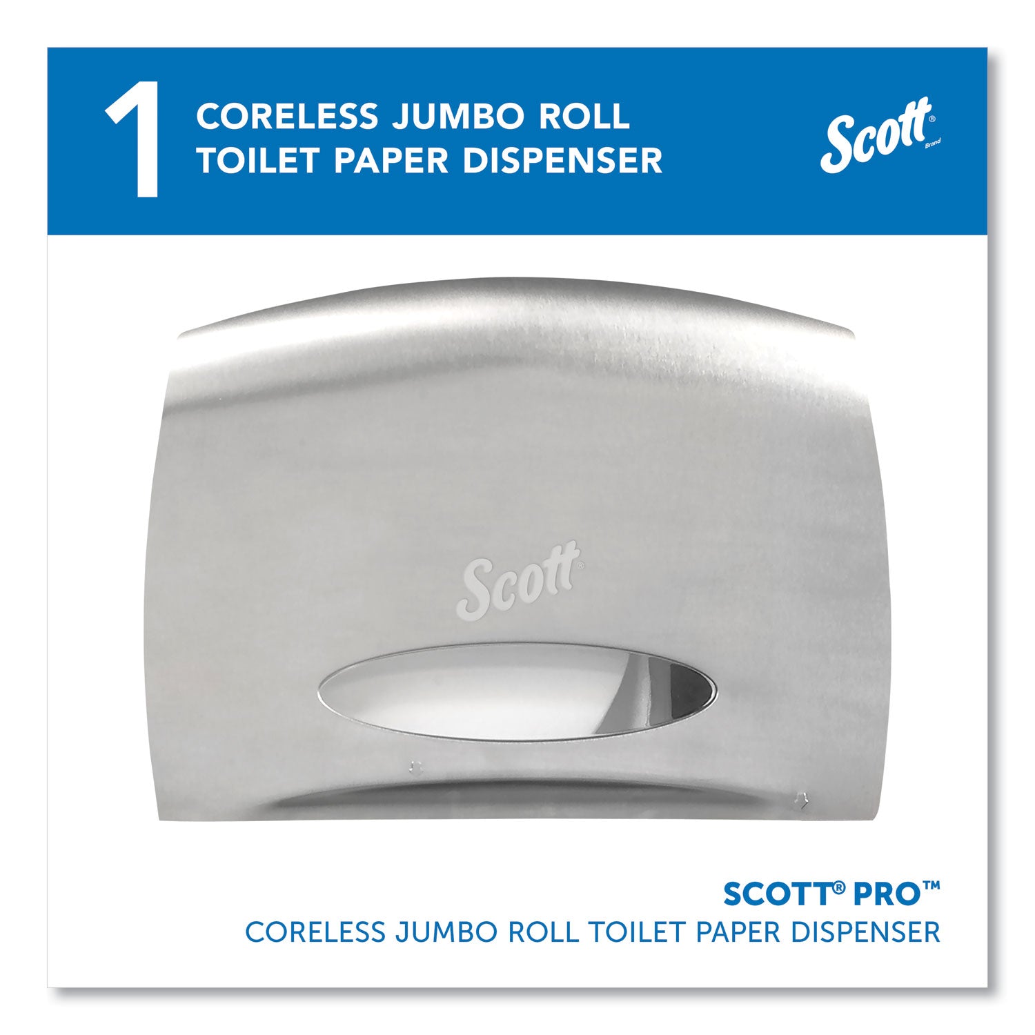 Scott® Pro Coreless Jumbo Roll Tissue Dispenser, EZ Load, 14.38 x 6 x 9.75, Stainless Steel