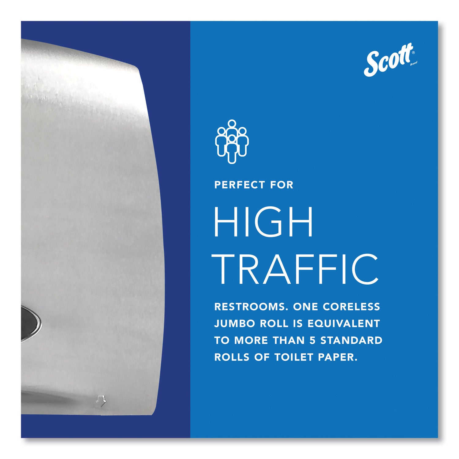 Scott® Pro Coreless Jumbo Roll Tissue Dispenser, EZ Load, 14.38 x 6 x 9.75, Stainless Steel