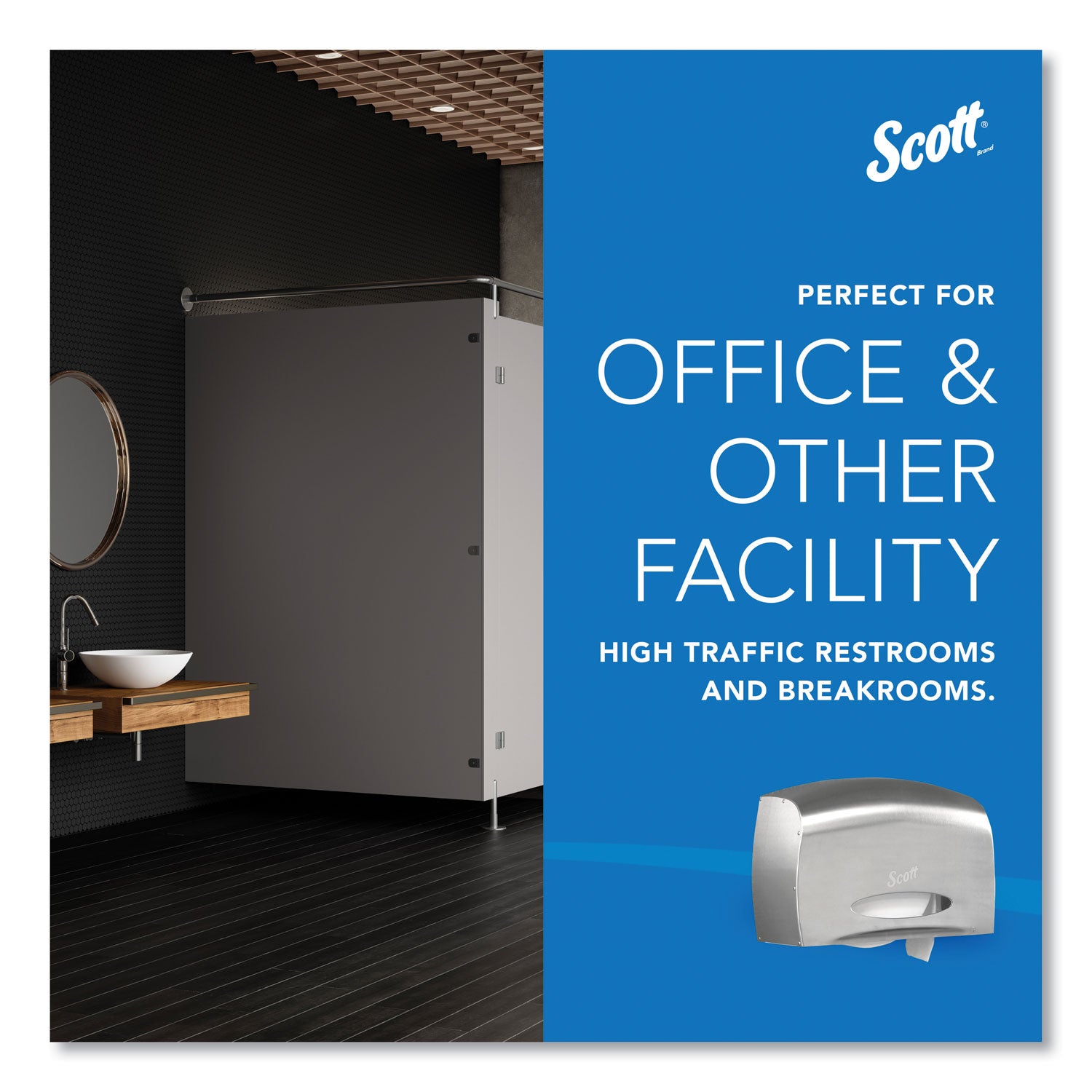 Scott® Pro Coreless Jumbo Roll Tissue Dispenser, EZ Load, 14.38 x 6 x 9.75, Stainless Steel