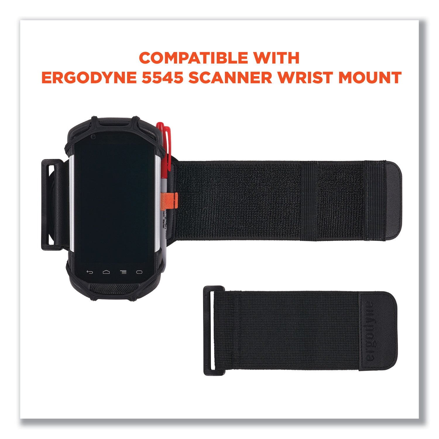 ergodyne® Squids 5546 Scanner Wrist Mount Extender Strap, 4 x 5 x 0.5, Elastic, Black