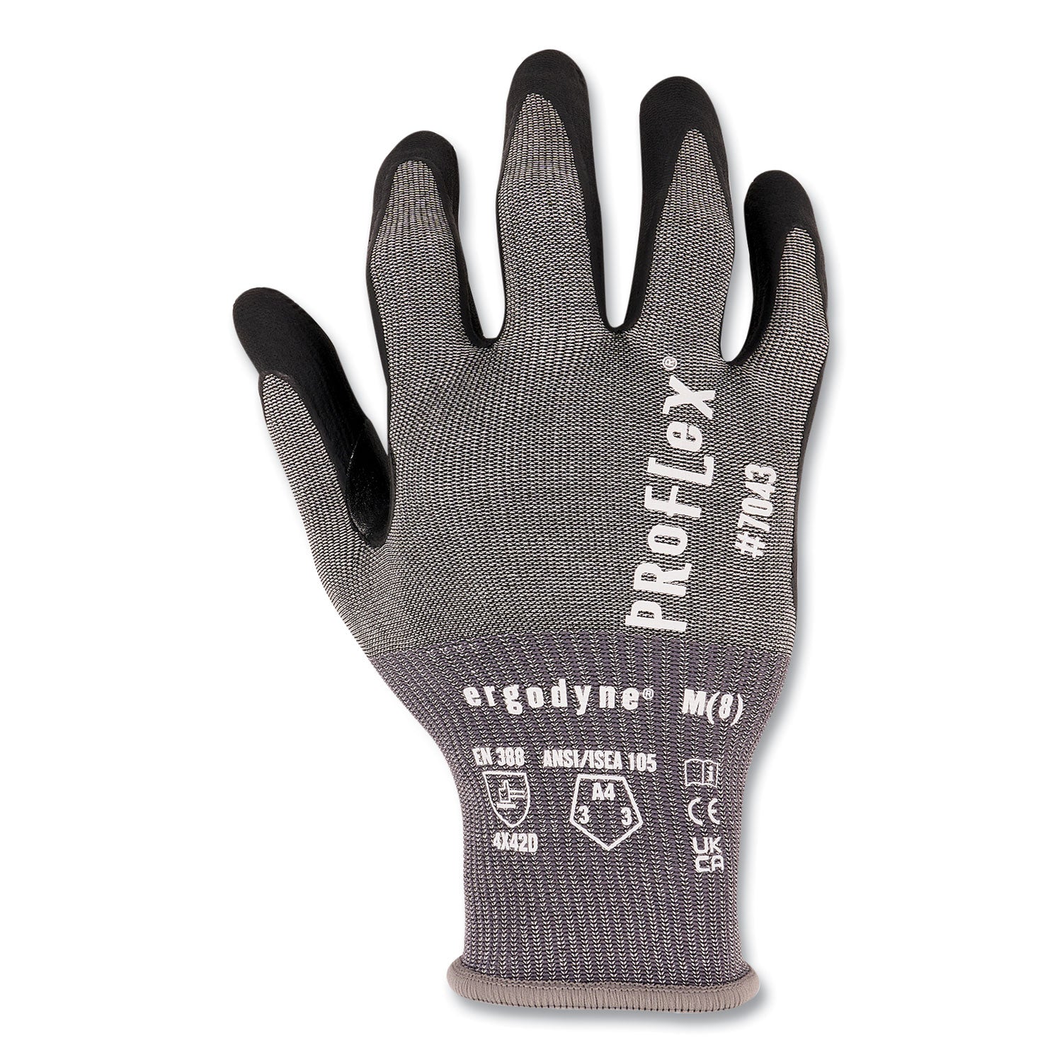 ergodyne® ProFlex 7043 ANSI A4 Nitrile Coated CR Gloves, Gray, Medium, 12 Pairs
