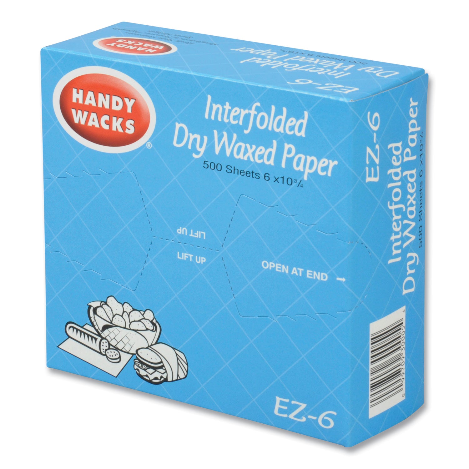 Handy Wacks© Interfolded Dry Waxed Paper Deli Sheets, 10.75 x 6, 12/Carton
