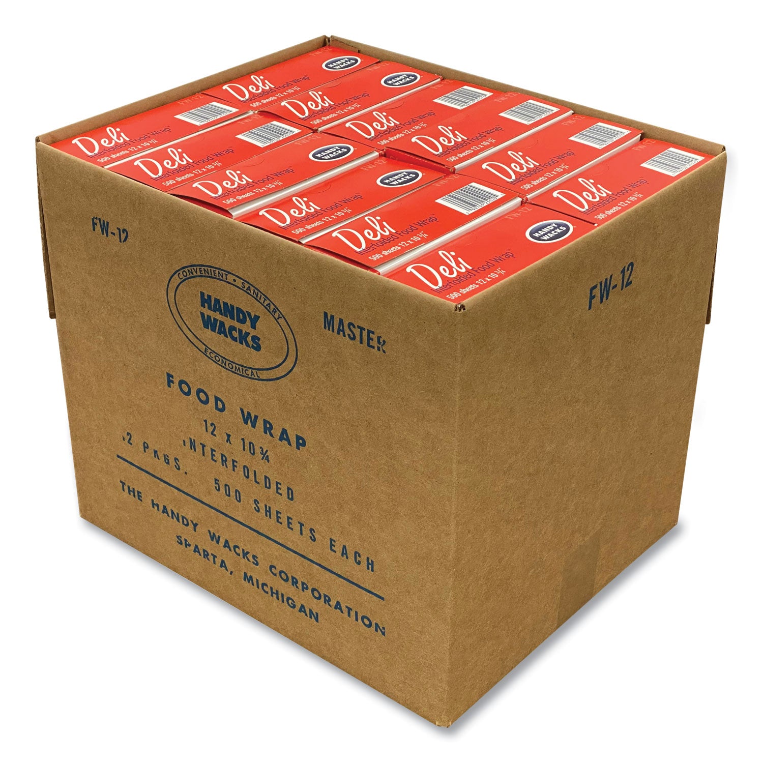 Handy Wacks© Interfolded Food Wrap Deli Sheets, 10.75 x 12, 12/Carton