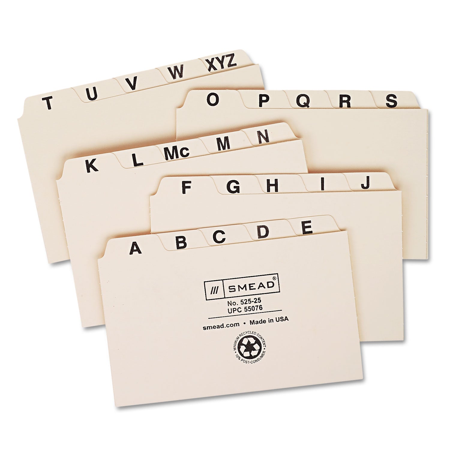 Smead Manila Card Guides, 1/5-Cut Top Tab, A To Z, 3 X 5, Manila, 25/set