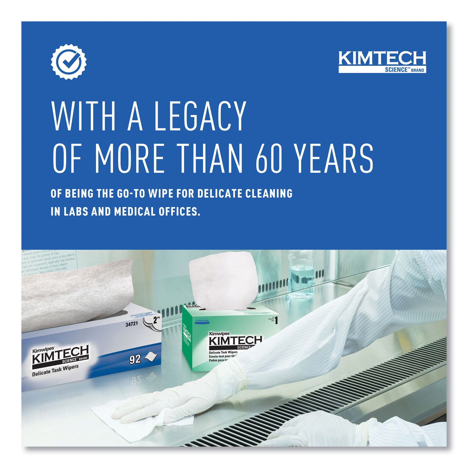 Kimtech™ Kimwipes Delicate Task Wipers, 2-Ply, 14.7 x 16.6, Unscented, White, 92/Box, 15 Boxes/Carton