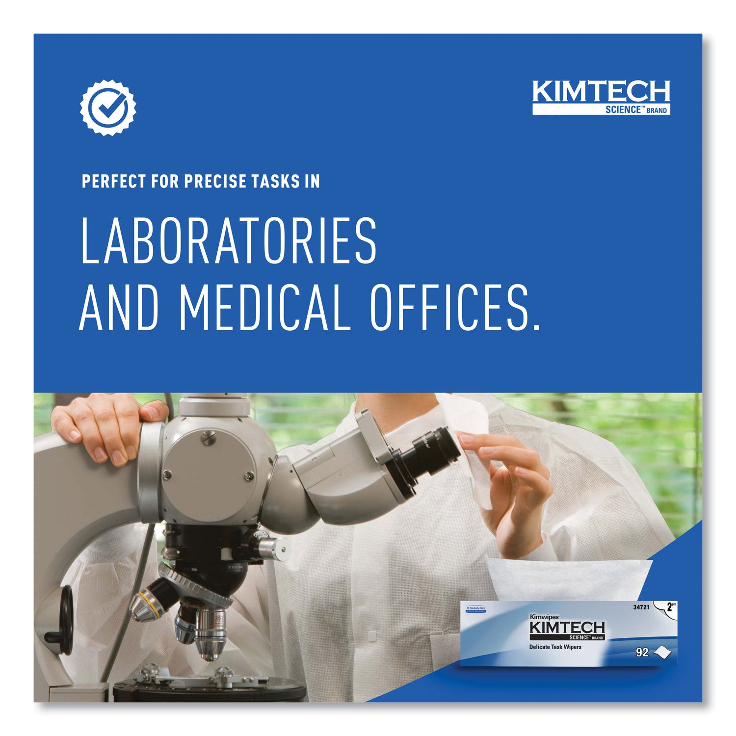 Kimtech™ Kimwipes Delicate Task Wipers, 2-Ply, 14.7 x 16.6, Unscented, White, 92/Box, 15 Boxes/Carton