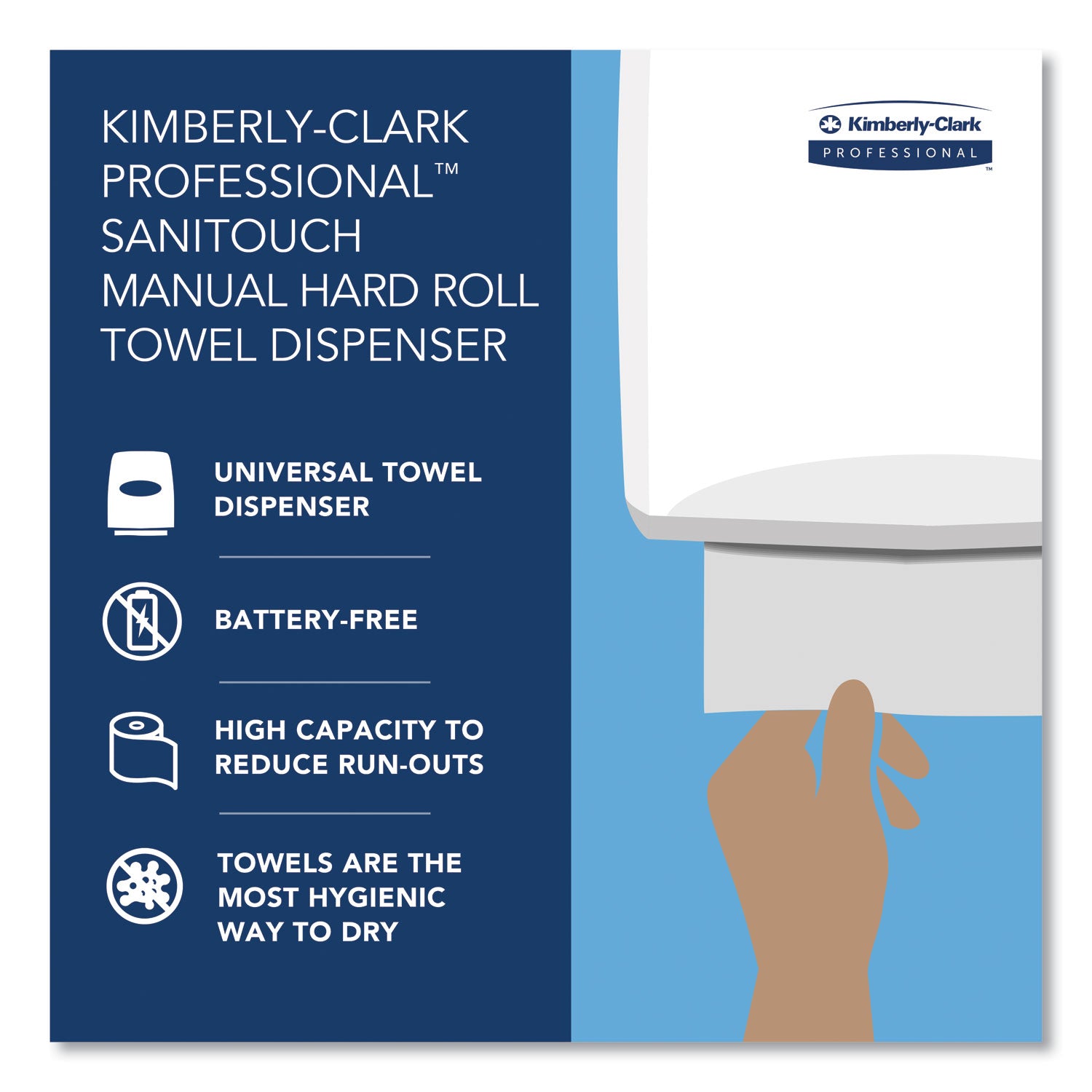 Kimberly-Clark Professional* Sanitouch Hard Roll Towel Dispenser, 12.63 X 10.2 X 16.13, White
