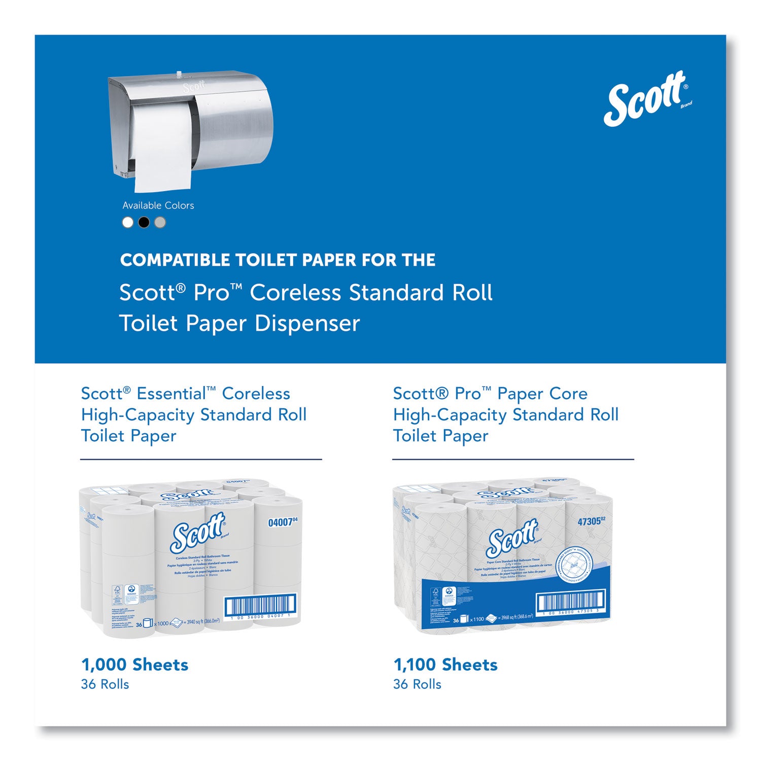 Scott® Pro Coreless SRB Tissue Dispenser, 10.13 x 6.4 x 7, Stainless Steel