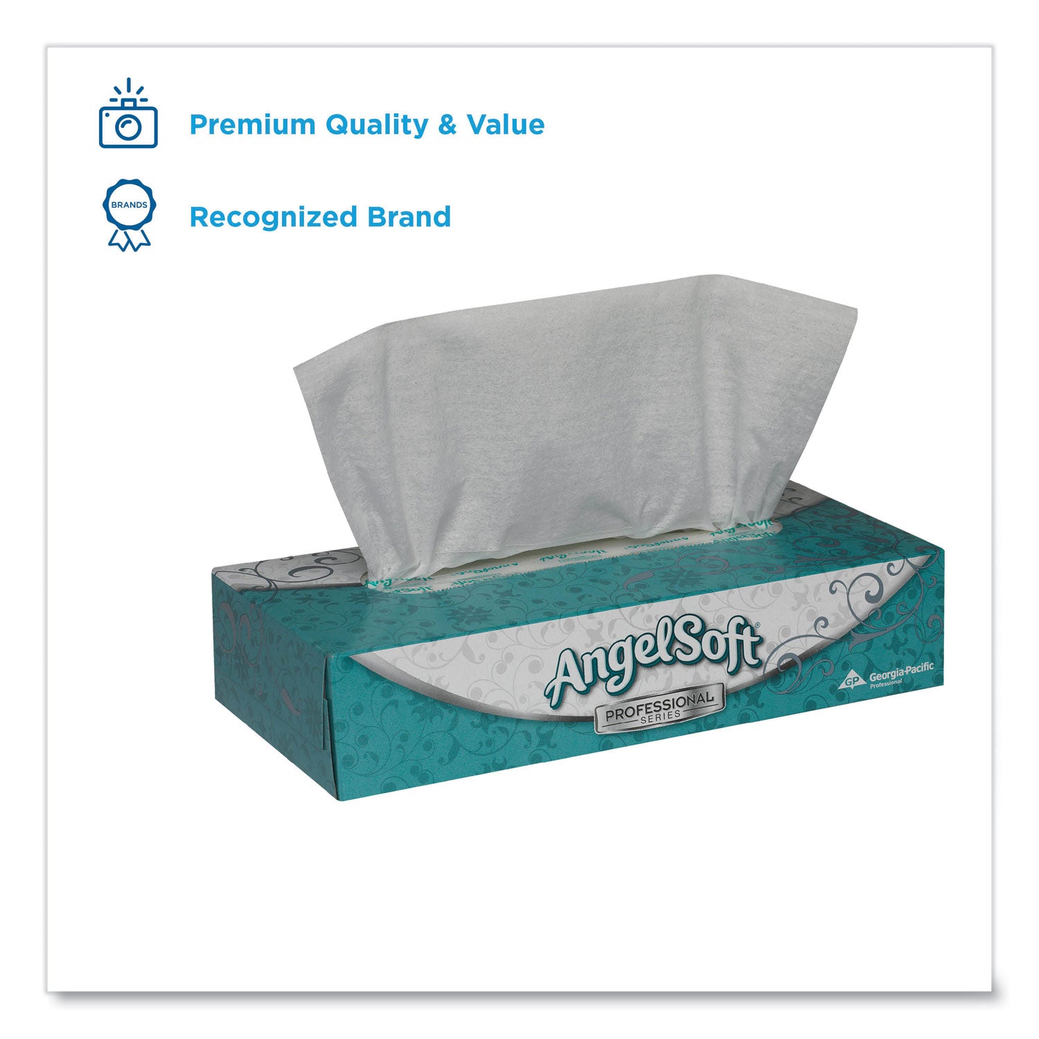 Georgia Pacific® Professional Premium Facial Tissue, 2-Ply, White, Flat Box, 100 Sheets/Box