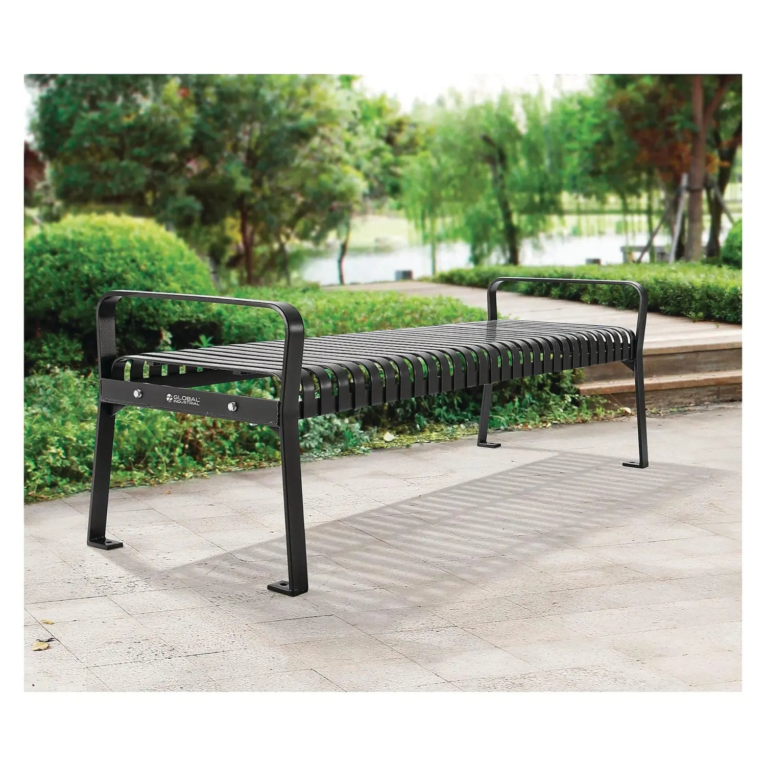 Steel Slat Flat Bench, 70 x 24 x 24.25, Black Global Industrial® Flipcost
