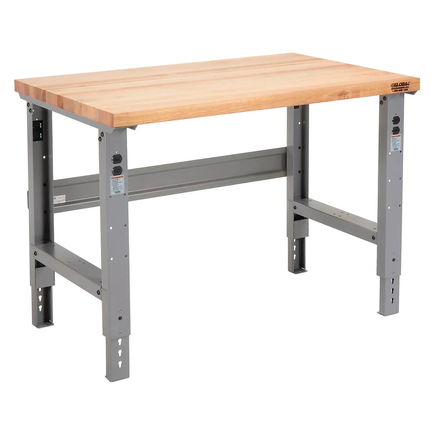 Standard Duty Butcher Block Top Adjustable Height Workbench, 48 x 30 x 30.88 to 36.88, Gray Global Industrial® Flipcost