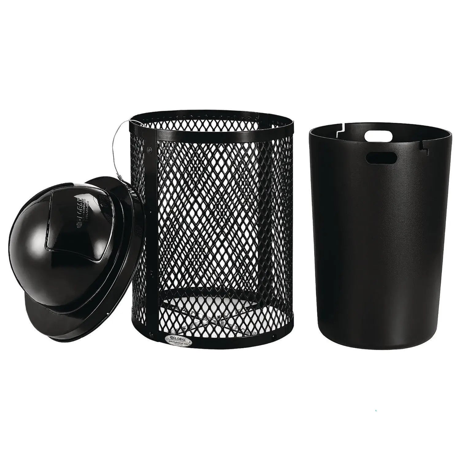Outdoor Diamond Industrial Steel Trash Can, 36 gal, Black Global Industrial® Flipcost